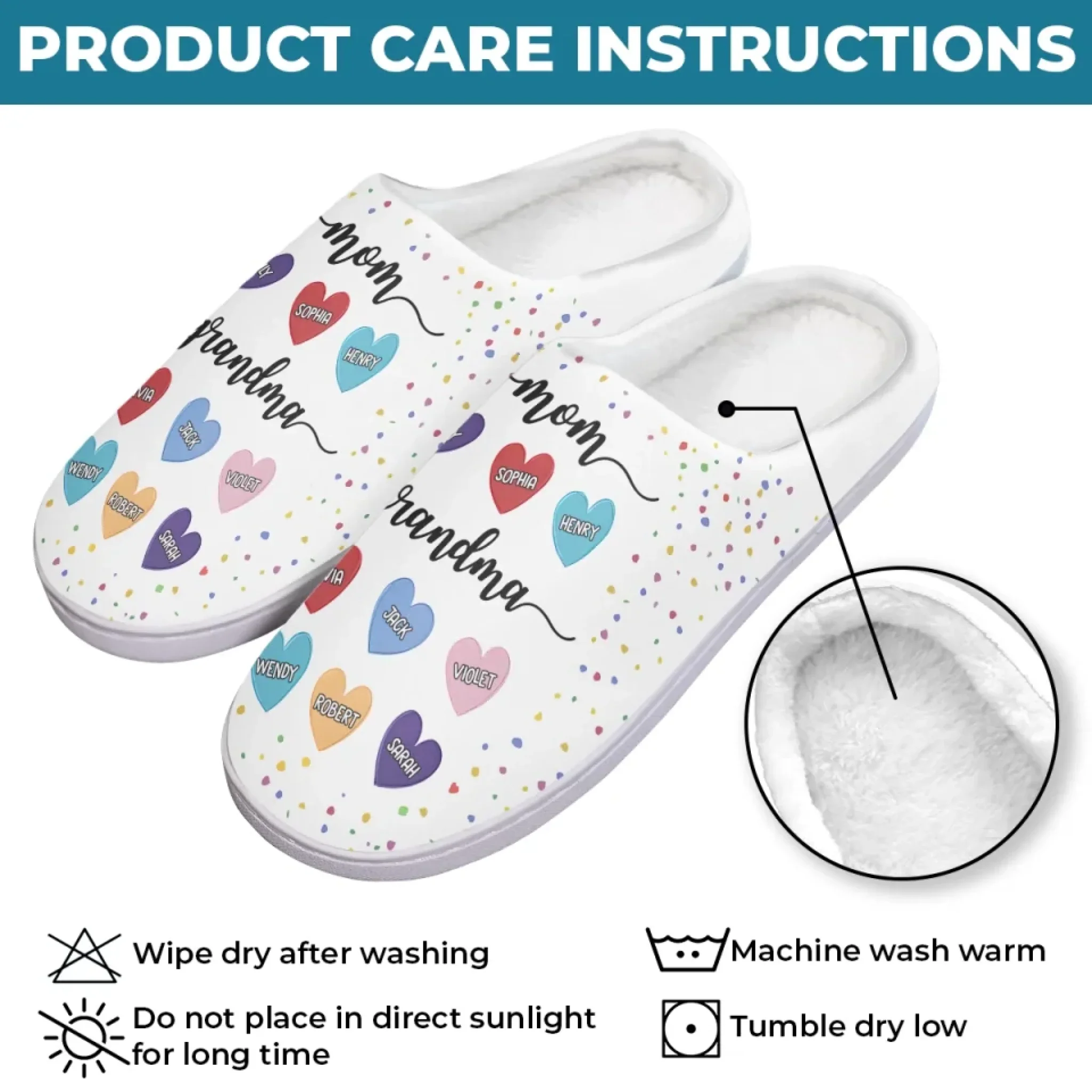 From Grandma To Mom, The Love Never Ends - Family Personalized Custom Fluffy Slippers - Mother's Day, Gift For Mom, Grandma