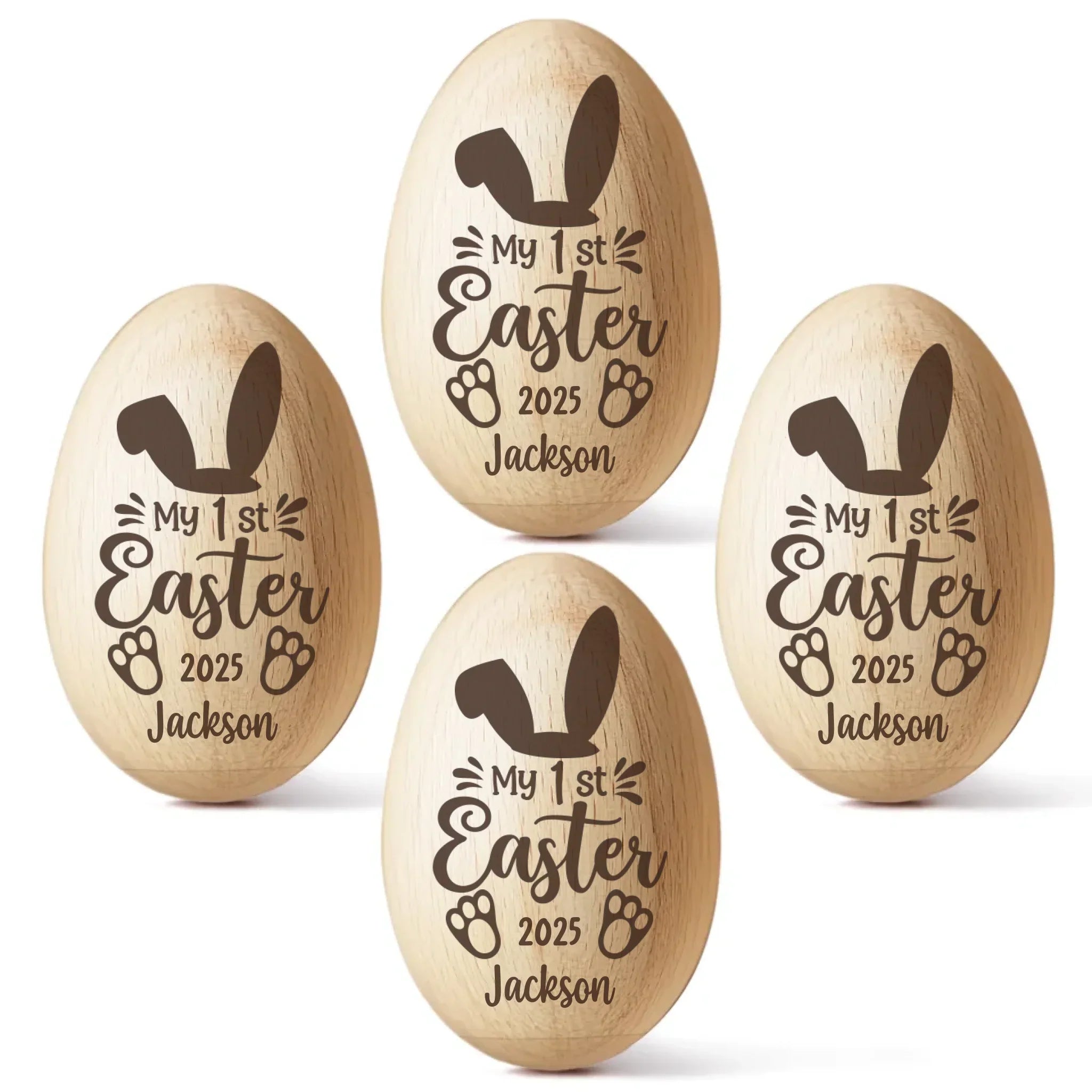 Soft As A Bunny, Sweet As Easter Candy - Family Personalized Custom Wooden Egg Shaker - Easter Gift For Baby Kids, Newborn Baby
