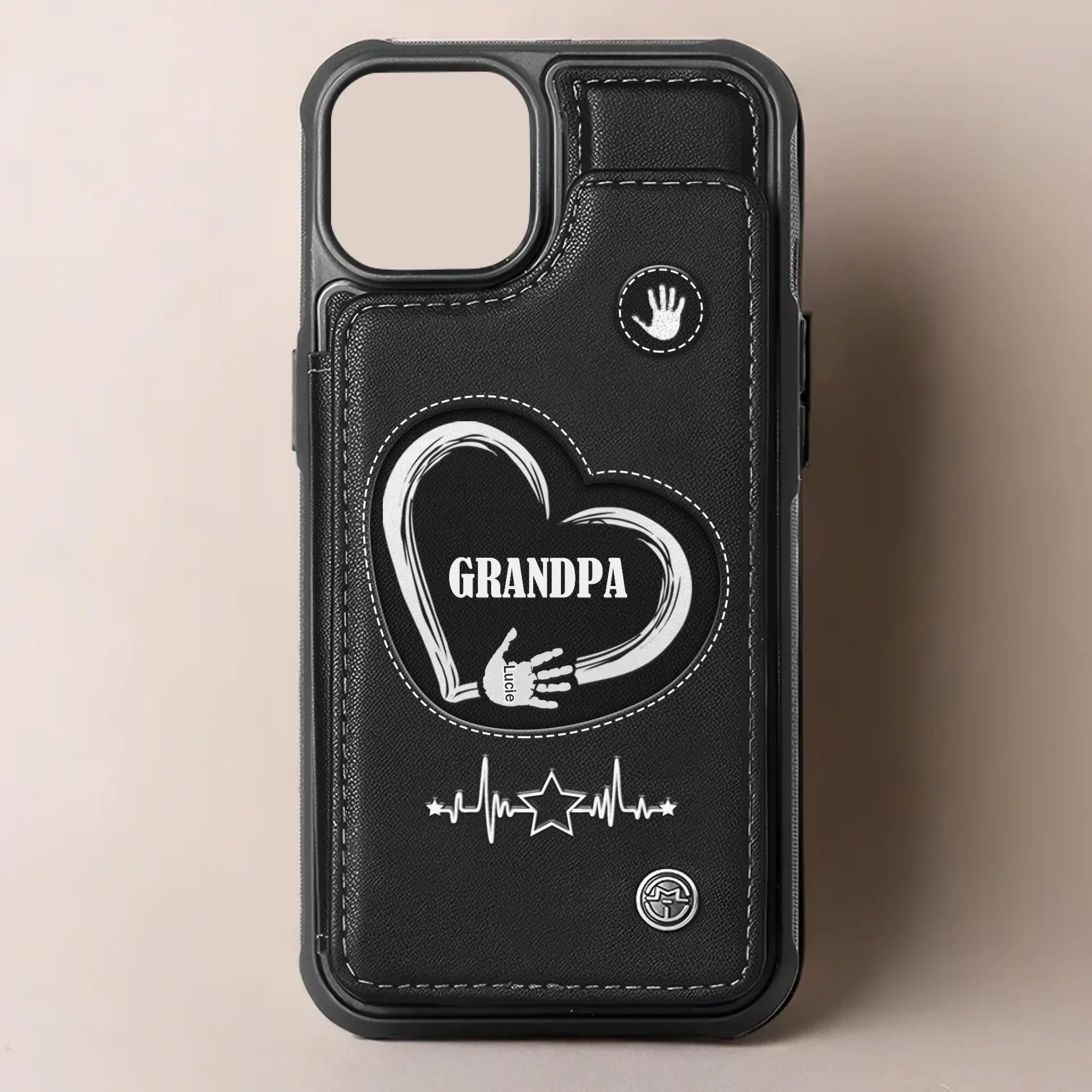 My First Superhero - Family Personalized Custom Leather Flip Wallet Phone Case - Father's Day, Gift For Dad, Grandpa