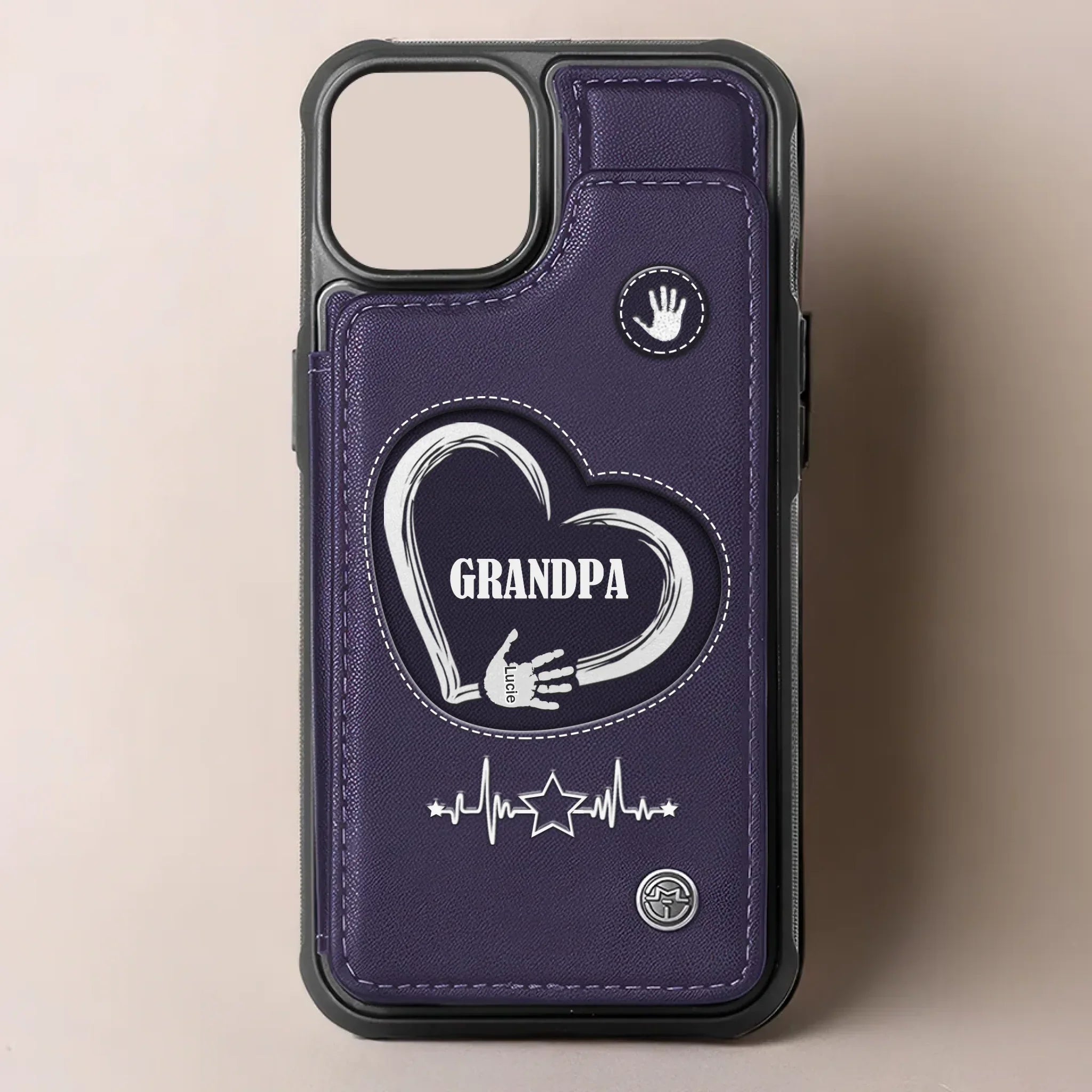My First Superhero - Family Personalized Custom Leather Flip Wallet Phone Case - Father's Day, Gift For Dad, Grandpa