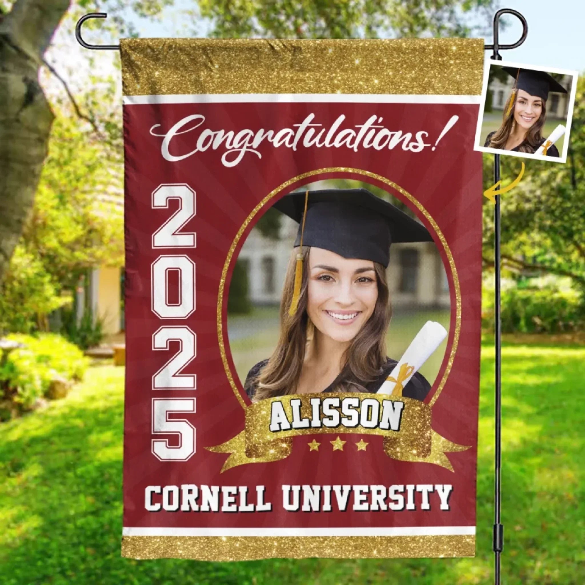 Custom Photo Dreams Turned Into Reality - Family Personalized Custom Flag - Graduation Gift For Family Members, Siblings, Brothers, Sisters