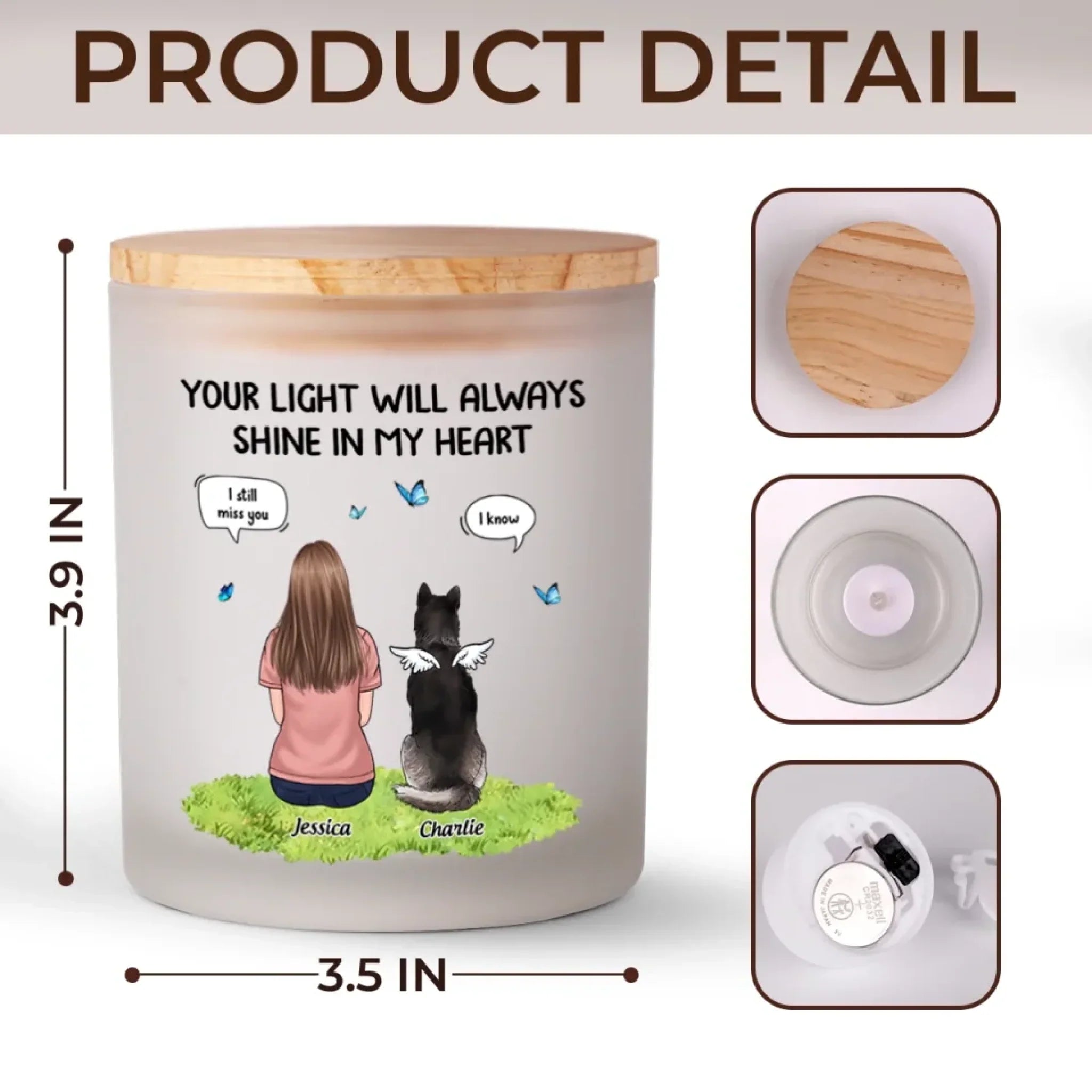 Faithful Friend, Eternal Love - Memorial Personalized Custom Printed Glass Jar With LED Candle - Sympathy Gift For Pet Owners, Pet Lovers