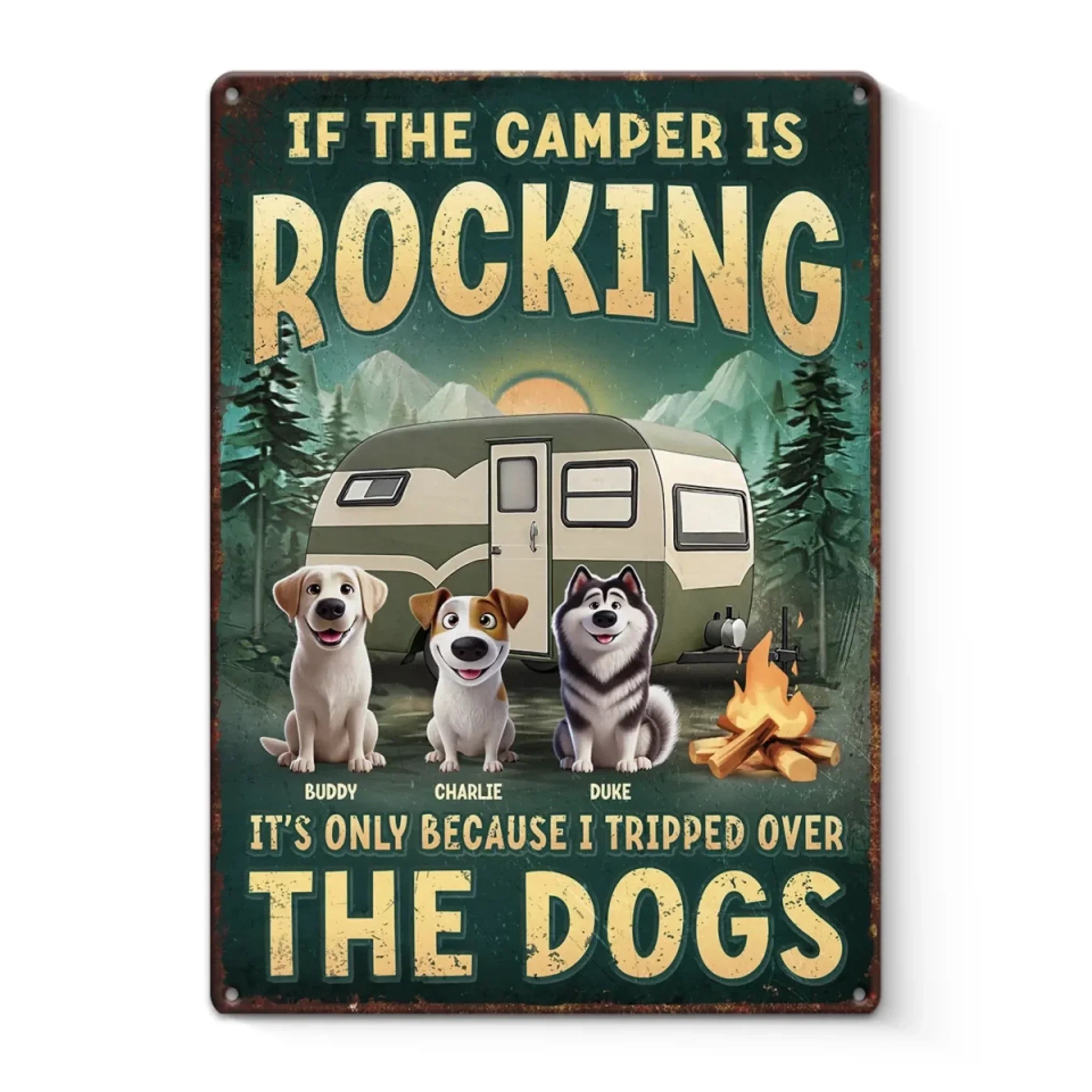If The Camper’s Wobbling, I Swear It’s The Dogs’ Fault - Dog Personalized Custom Home Decor Metal Sign - House Warming Gift For Pet Owners, Pet Lovers