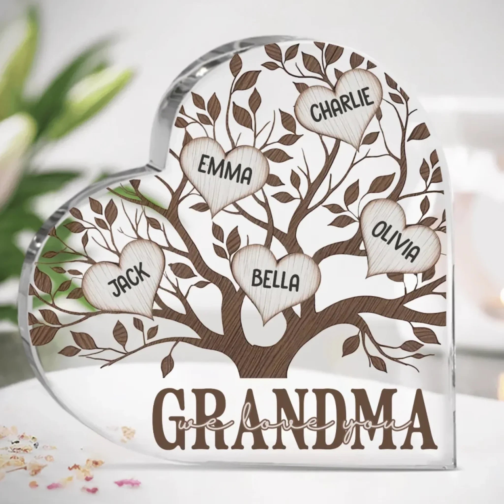 Strong Like A Mother’s Roots - Family Personalized Custom Heart Shaped Acrylic Plaque - Mother's Day, Gift For Mom, Grandma