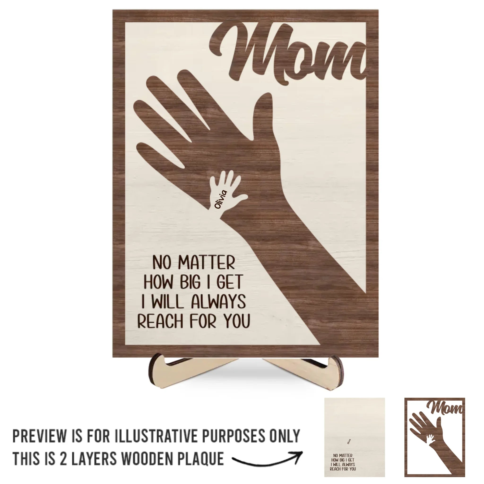 From Little Hands To Big Hearts - Family Personalized Custom 2-Layered Wooden Plaque With Stand - Mother's Day Gift For Mom, Grandma