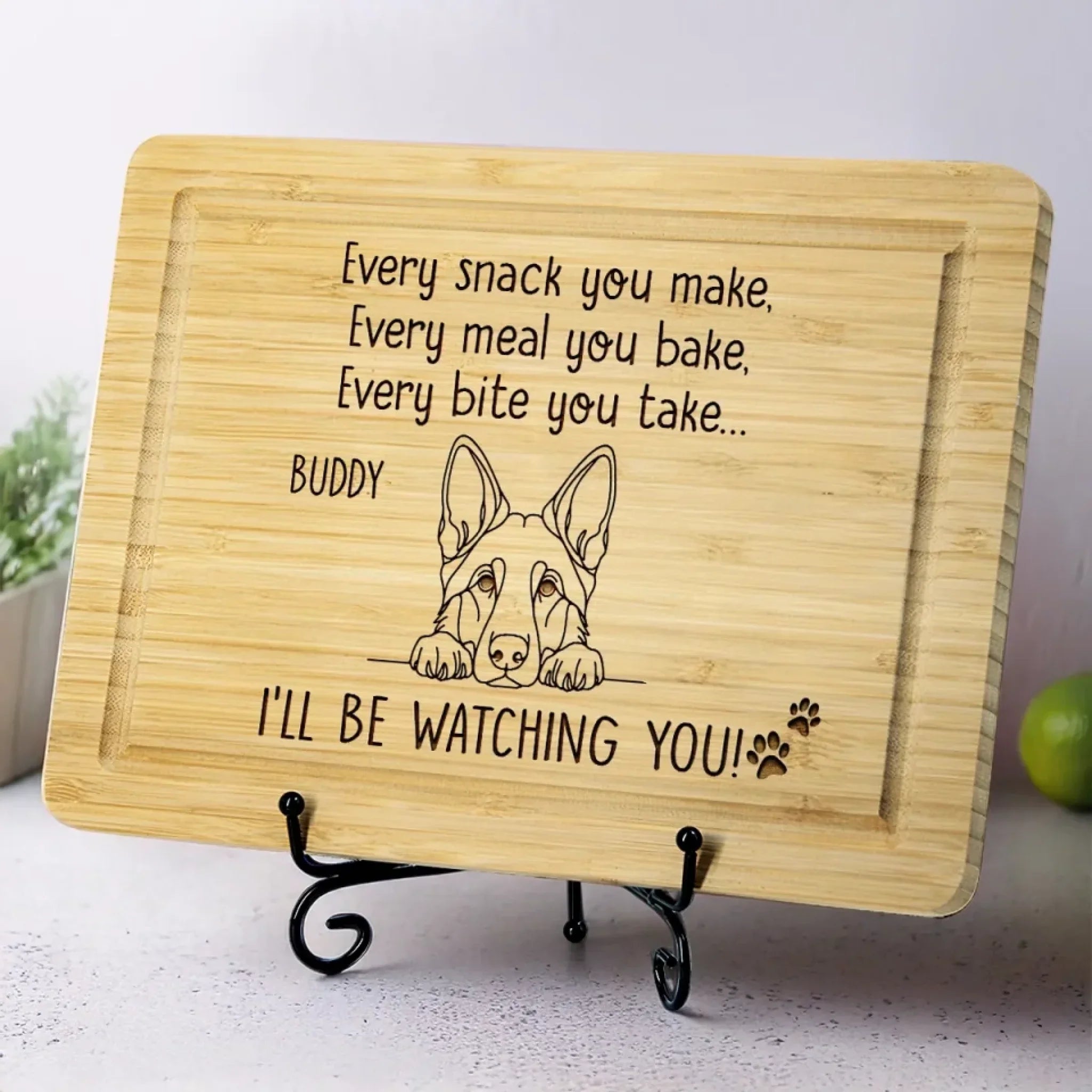 Love In Every Snack, Watch In Every Bite - Dog Personalized Custom Engraved Wooden Cutting Board - Gift For Pet Owners, Pet Lovers