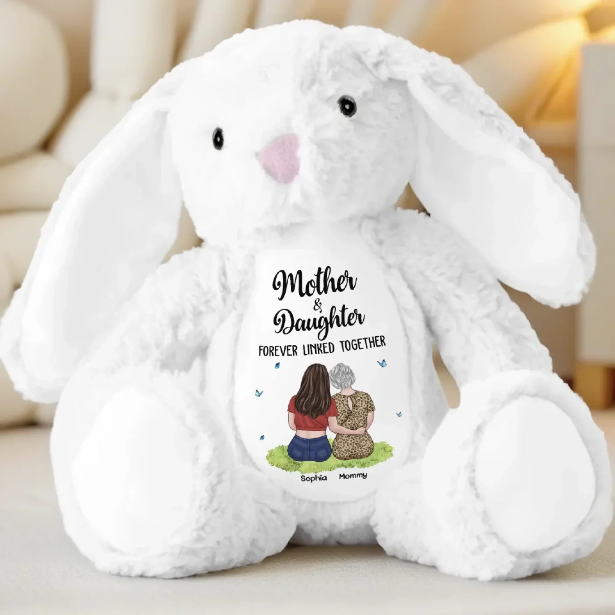 A Bond That Time Can’t Break - Family Personalized Custom Easter Bunny Plush - Mother's Day, Gift For Mom, Daughter