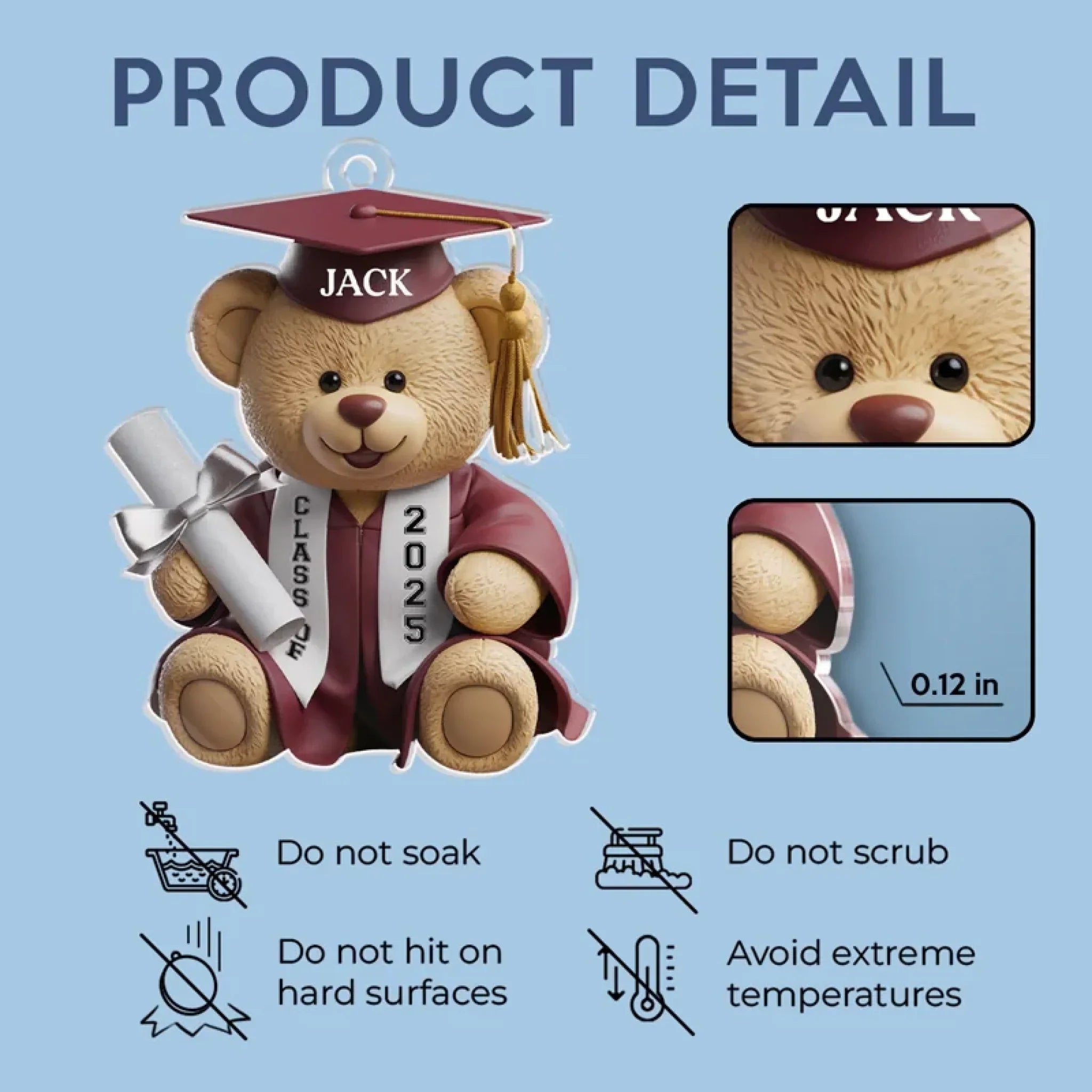 Teddy’s Proud Of You - Family Personalized Custom Car Ornament - Acrylic Custom Shaped - New Arrival, Graduation Gift For Family Members, Siblings, Brothers, Sisters