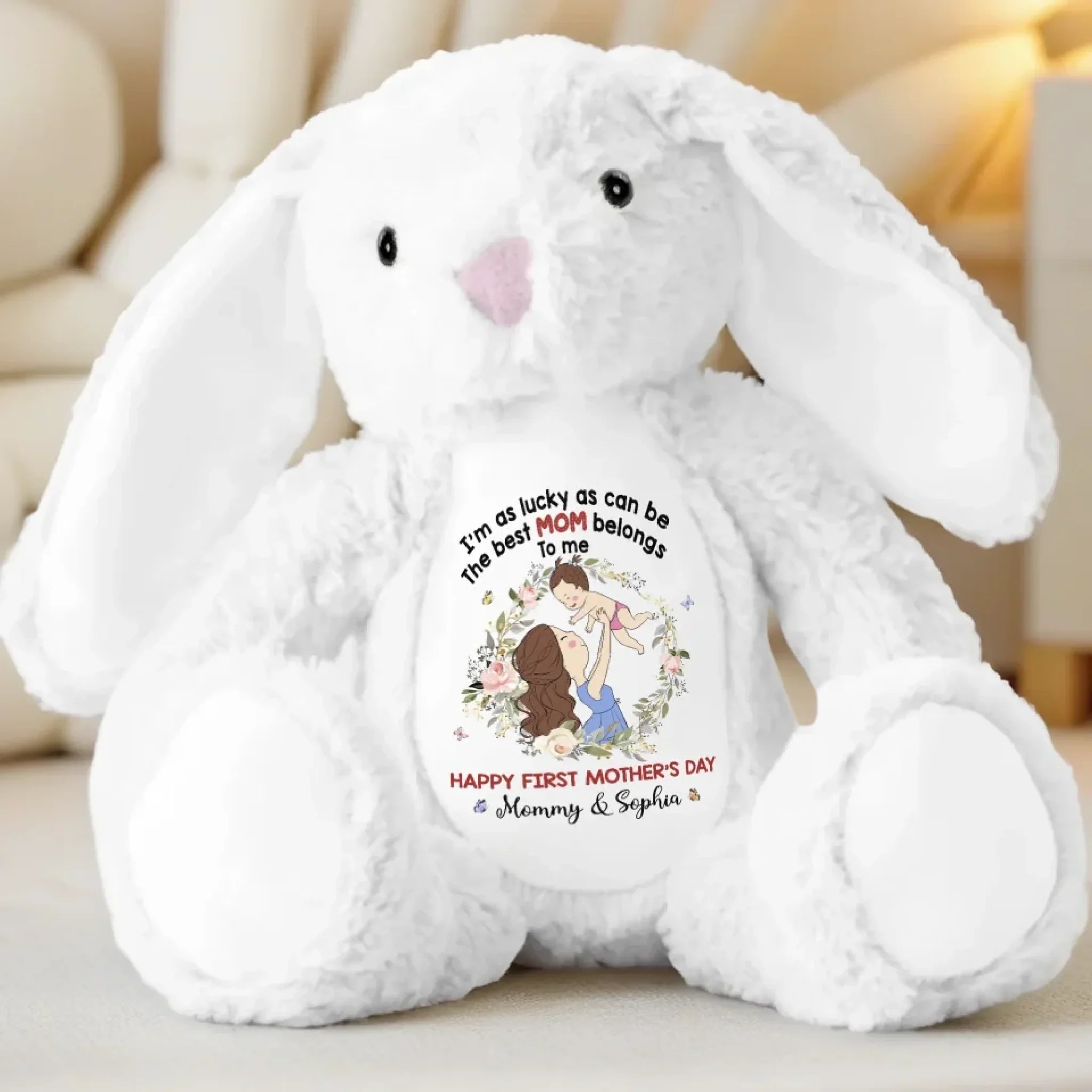 My First Best Friend, My Mommy - Family Personalized Custom Easter Bunny Plush - Mother's Day, Baby Shower Gift, Gift For First Mom