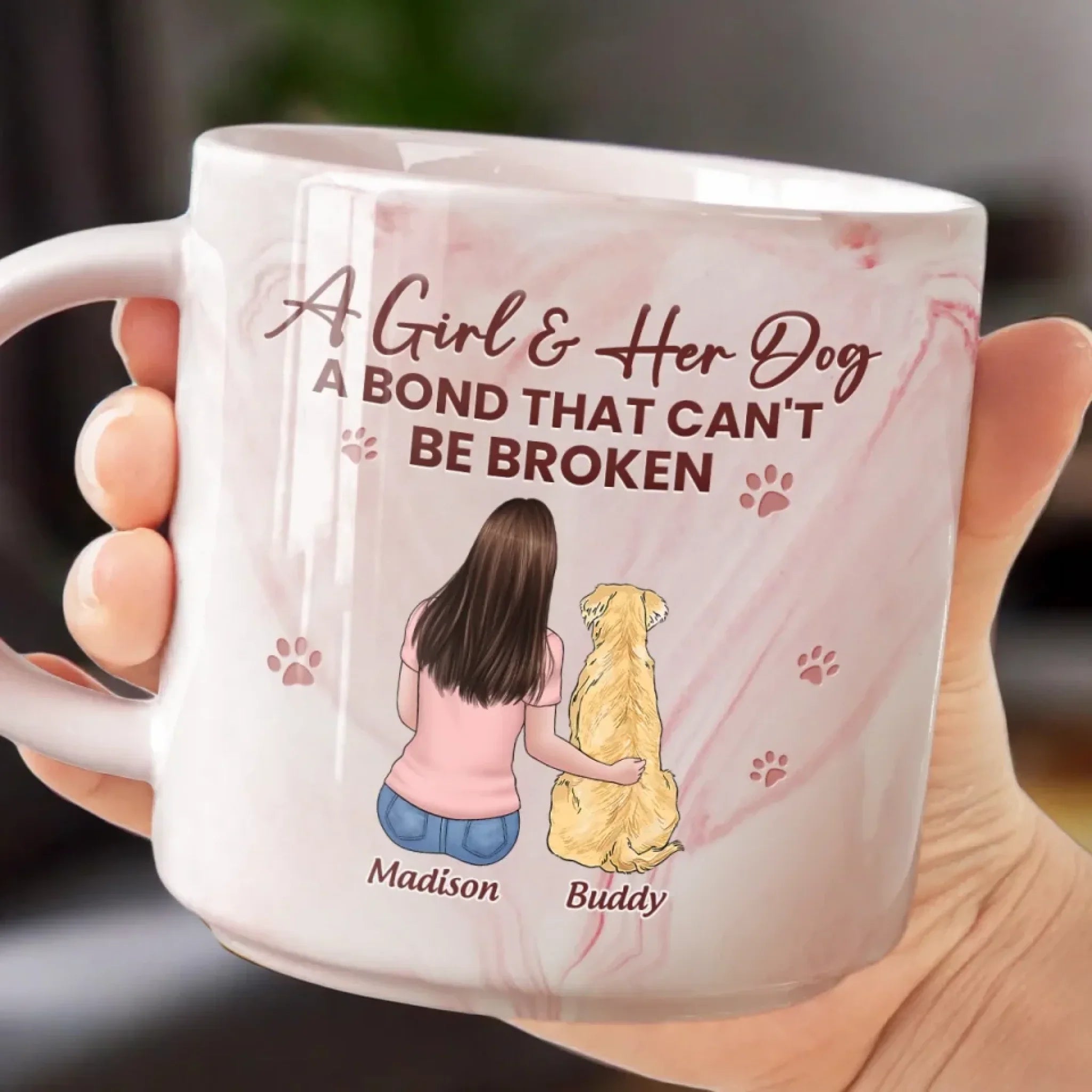 A Girl And Her Dog, Forever Together - Dog Personalized Custom Marble Mug - Gift For Pet Owners, Pet Lovers