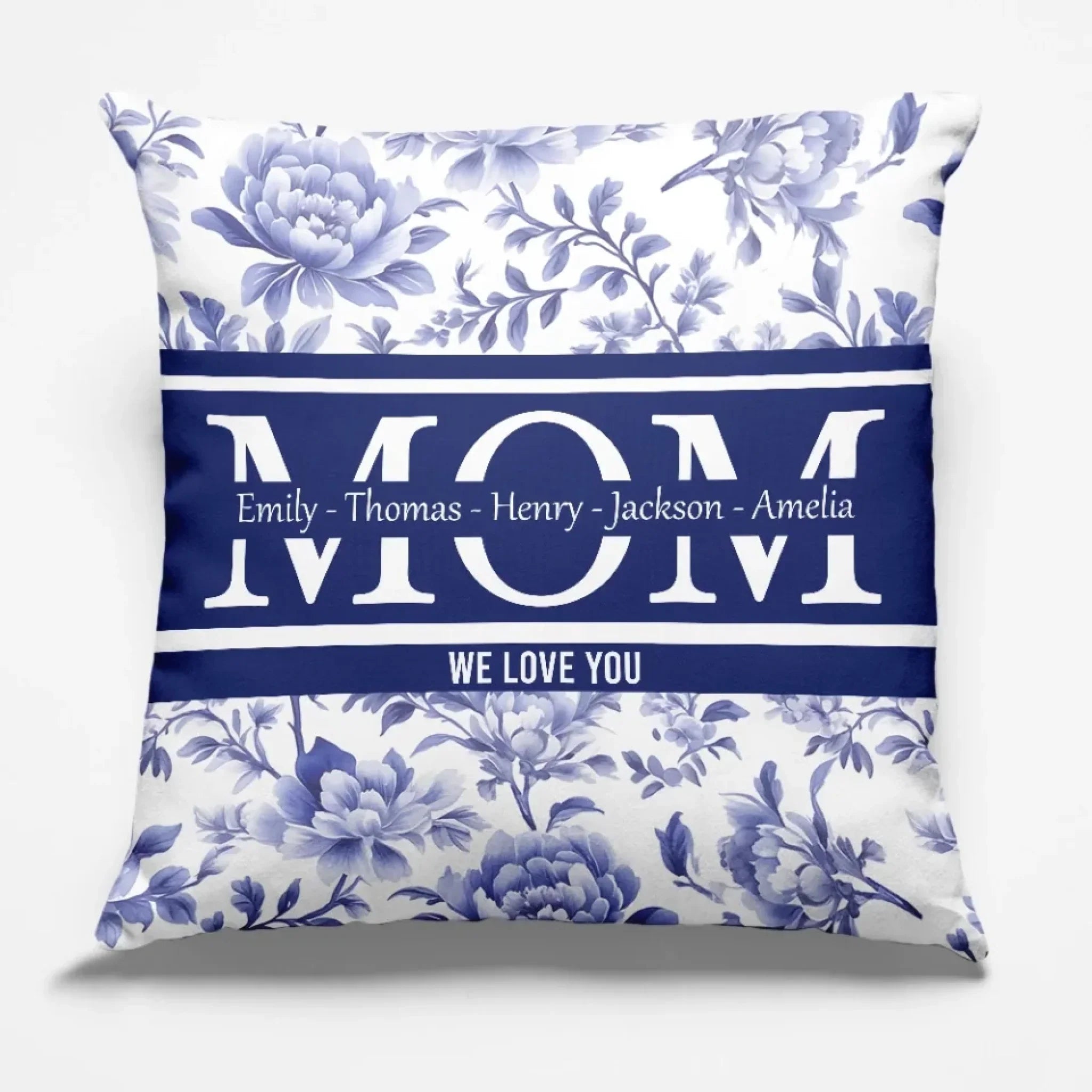 Surrounded By Love, Wrapped In Her Arms - Family Personalized Custom Pillow - Mother's Day, Gift For Mom, Grandma