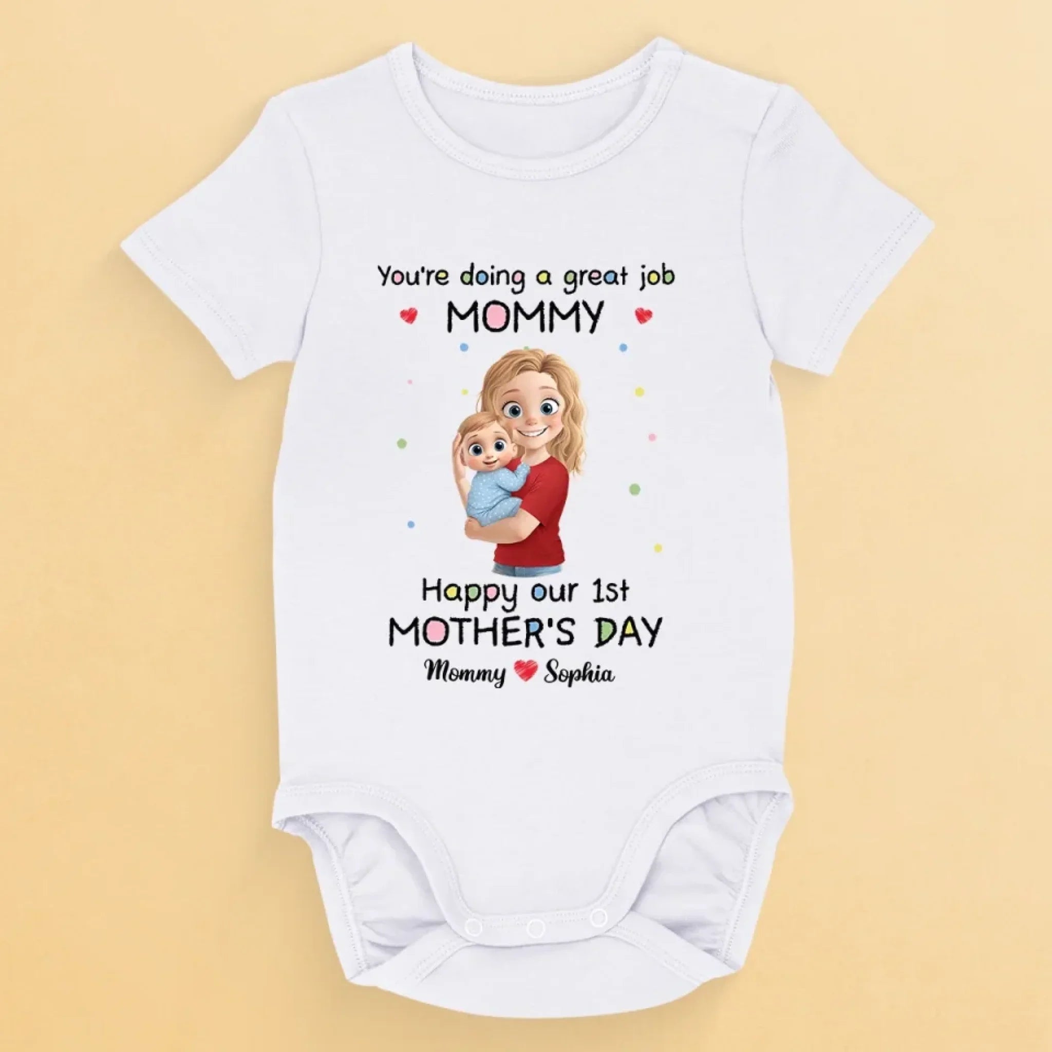 Being Your Mom Is My Favorite Full-time Job - Family Personalized Custom Baby Onesie - Mother's Day, Baby Shower Gift, Gift For First Mom