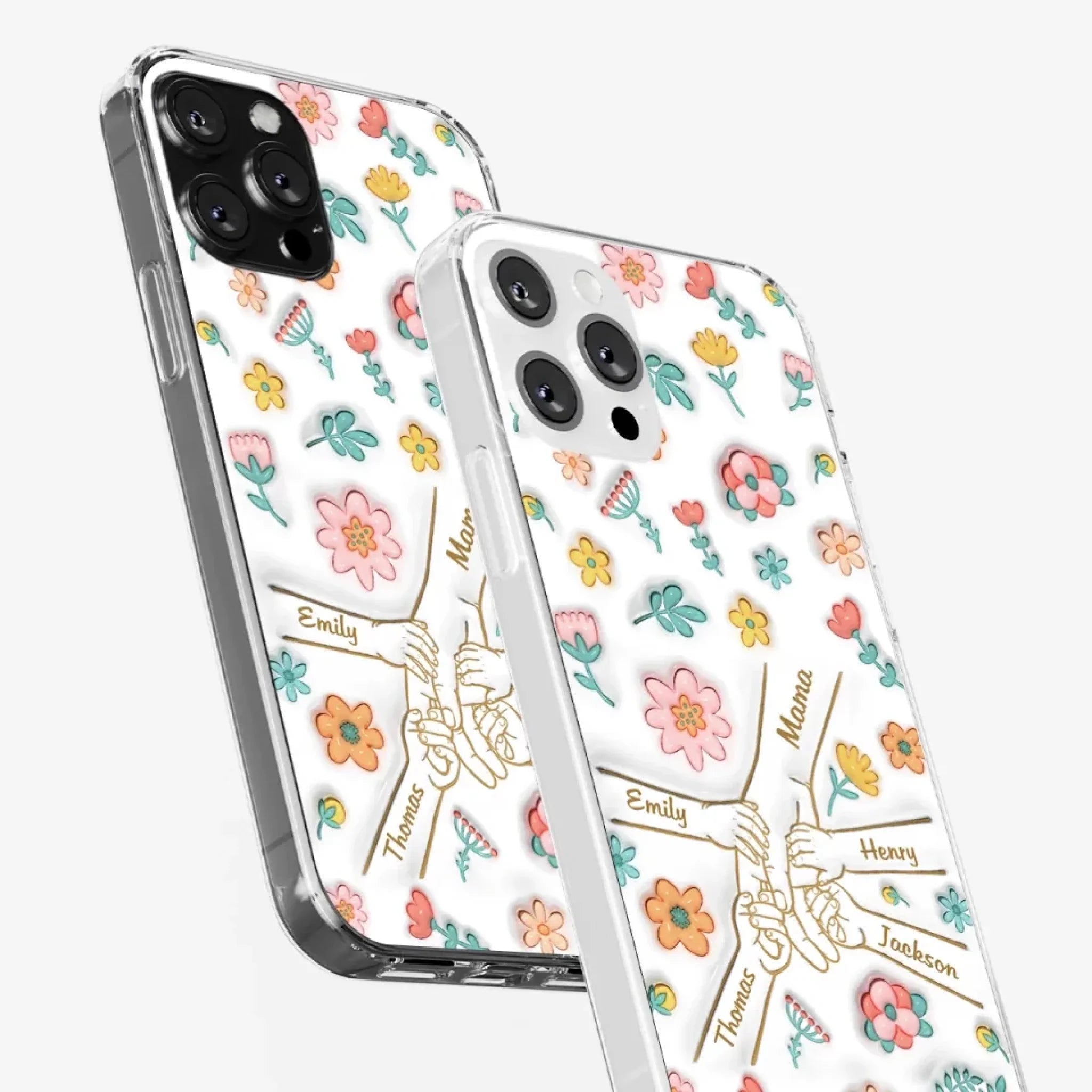 Holding Love Always - Family Personalized Custom 3D Inflated Effect Printed Clear Phone Case - Gift For Mom, Grandma