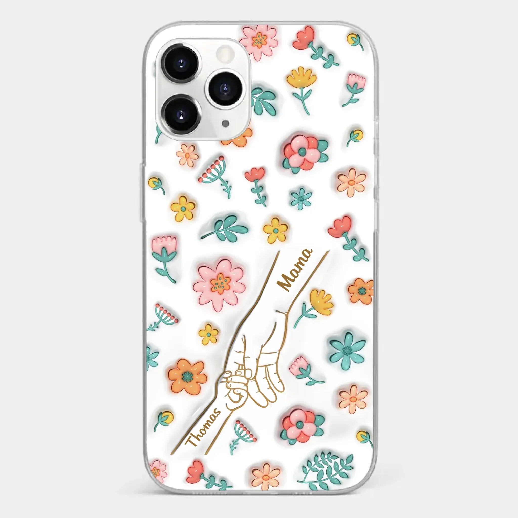 Holding Love Always - Family Personalized Custom 3D Inflated Effect Printed Clear Phone Case - Gift For Mom, Grandma
