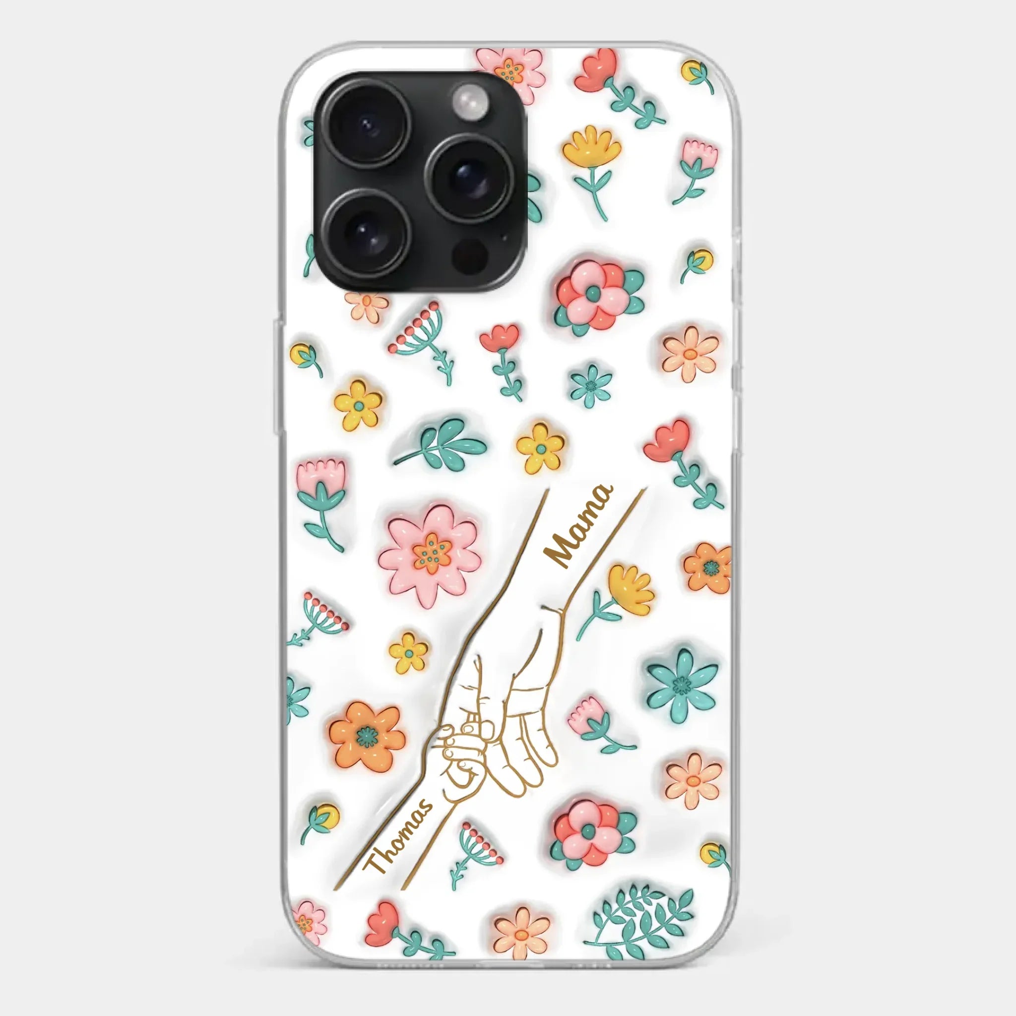 Holding Love Always - Family Personalized Custom 3D Inflated Effect Printed Clear Phone Case - Gift For Mom, Grandma