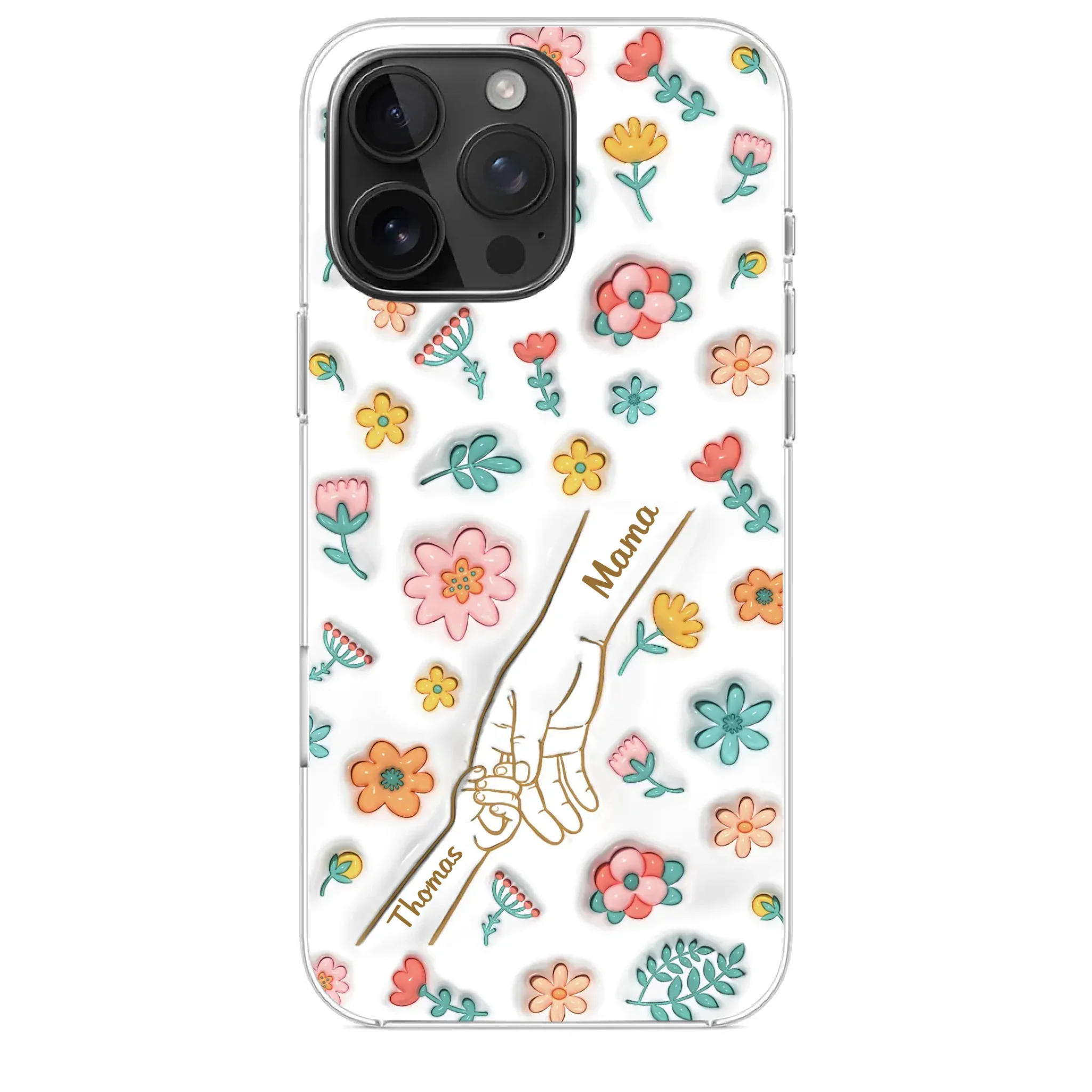Holding Love Always - Family Personalized Custom 3D Inflated Effect Printed Clear Phone Case - Gift For Mom, Grandma