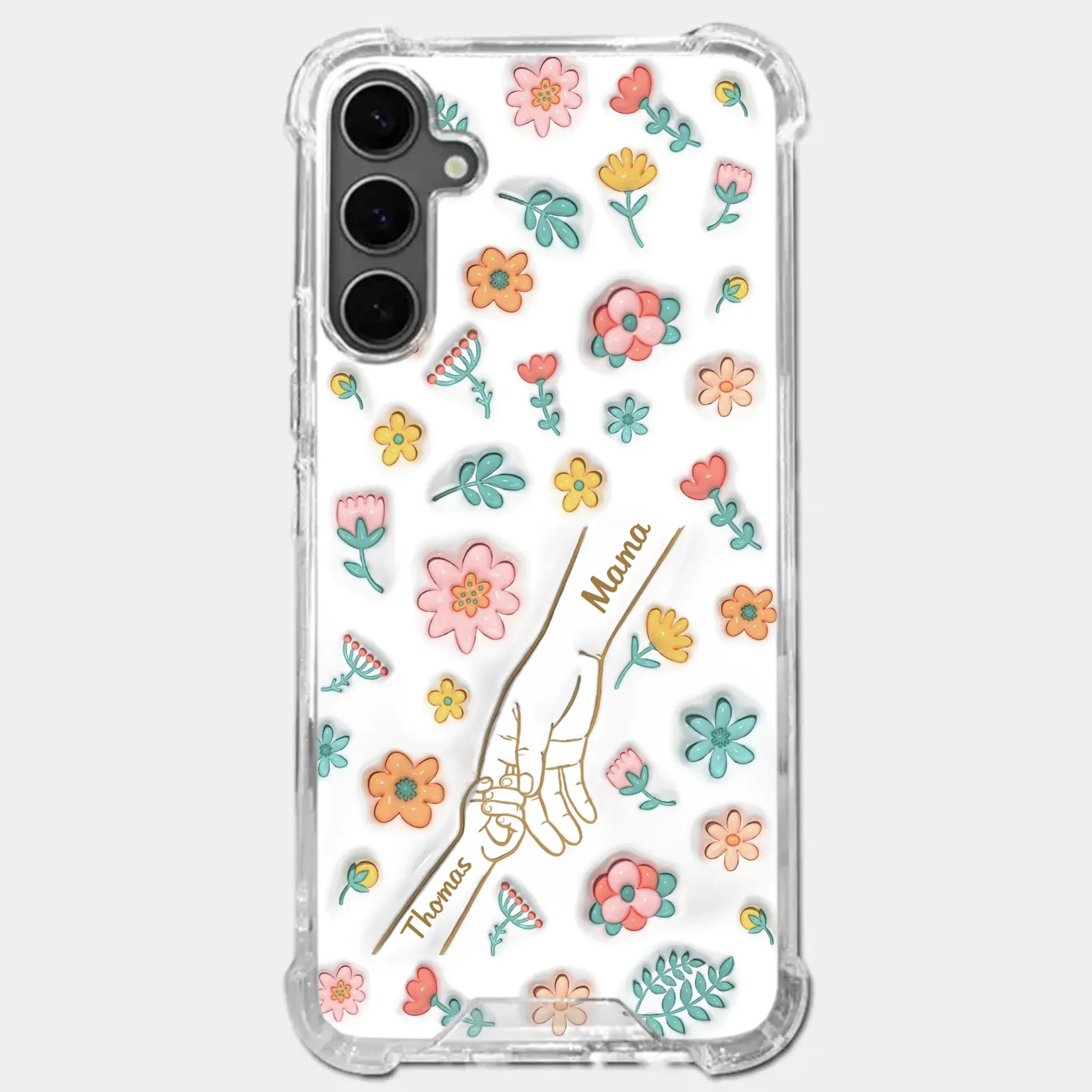Holding Love Always - Family Personalized Custom 3D Inflated Effect Printed Clear Phone Case - Gift For Mom, Grandma