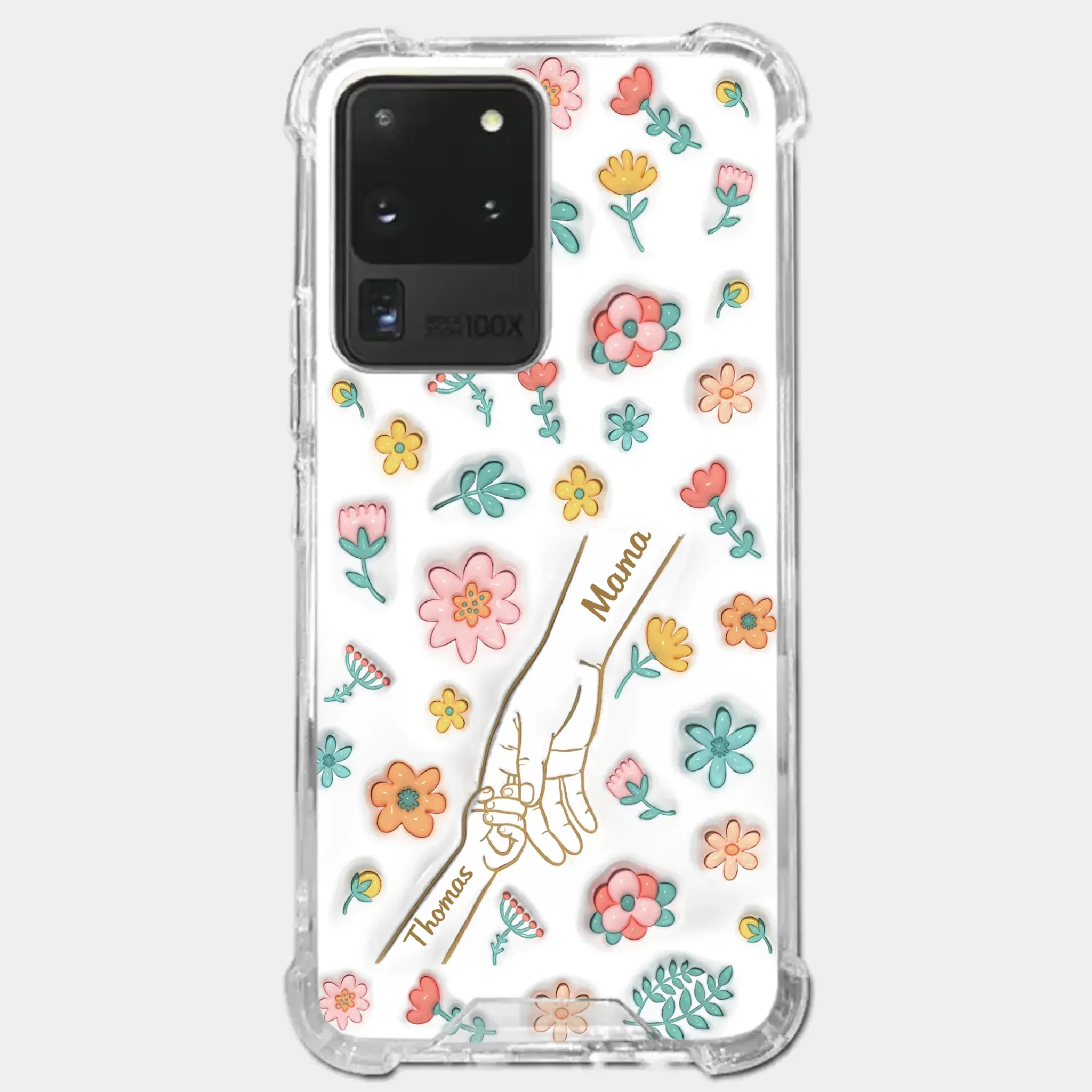 Holding Love Always - Family Personalized Custom 3D Inflated Effect Printed Clear Phone Case - Gift For Mom, Grandma