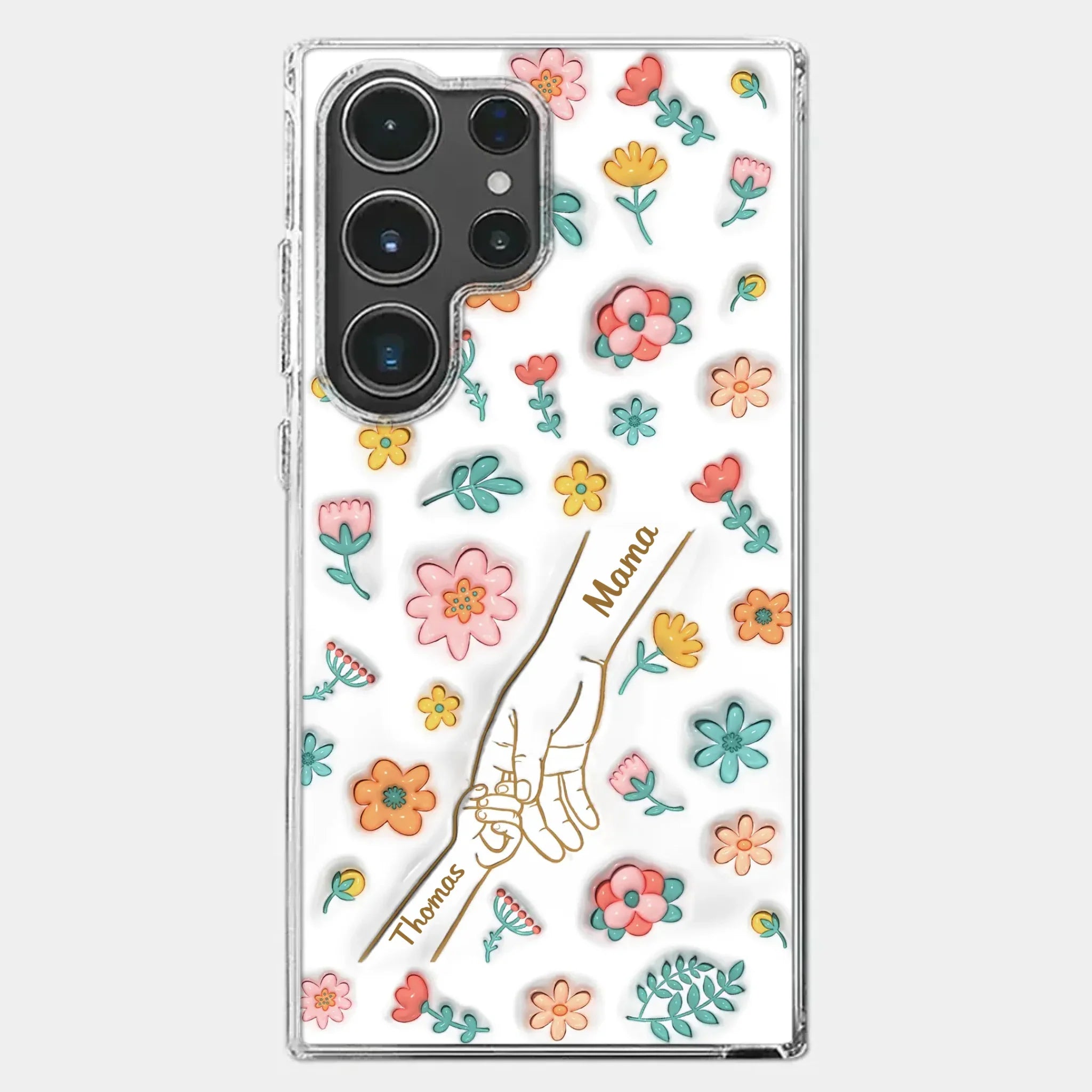 Holding Love Always - Family Personalized Custom 3D Inflated Effect Printed Clear Phone Case - Gift For Mom, Grandma