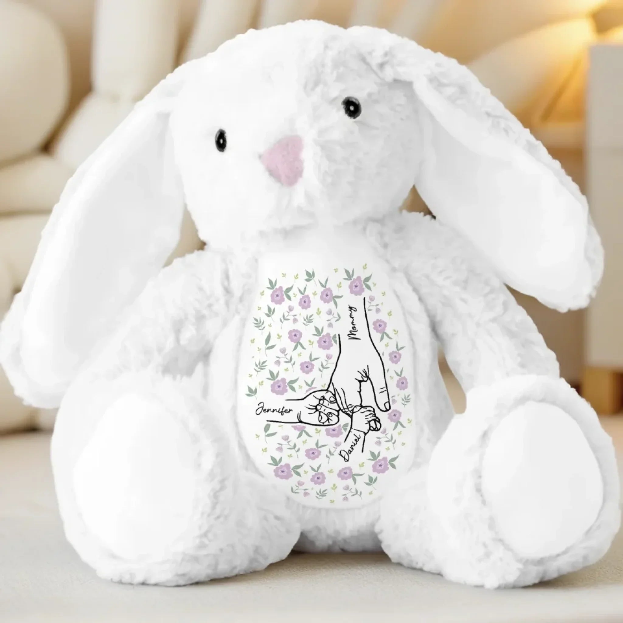 Love's Sweetest Hold - Family Personalized Custom Easter Bunny Plush - Mother's Day, Gift For Mom, Grandma