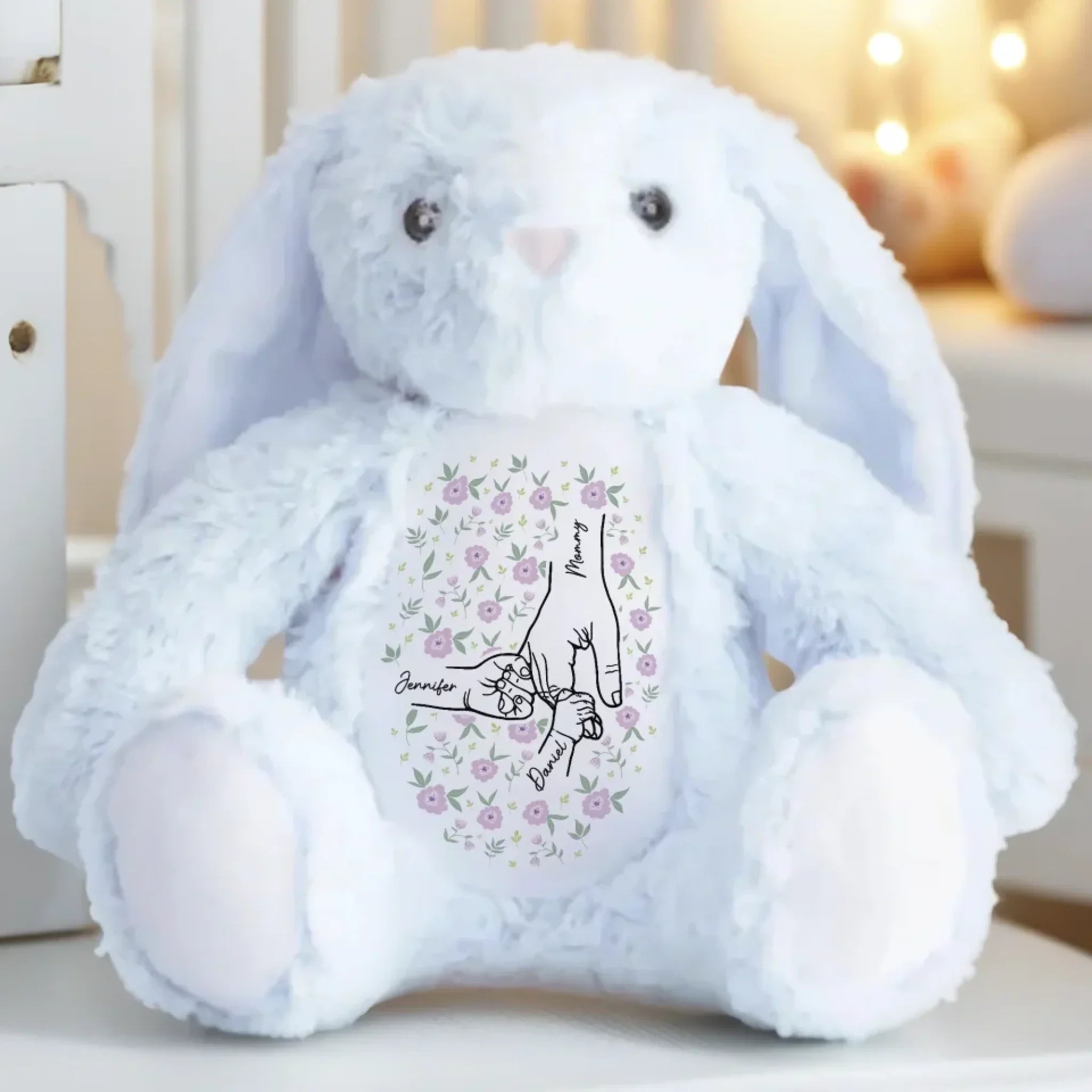 Love's Sweetest Hold - Family Personalized Custom Easter Bunny Plush - Mother's Day, Gift For Mom, Grandma