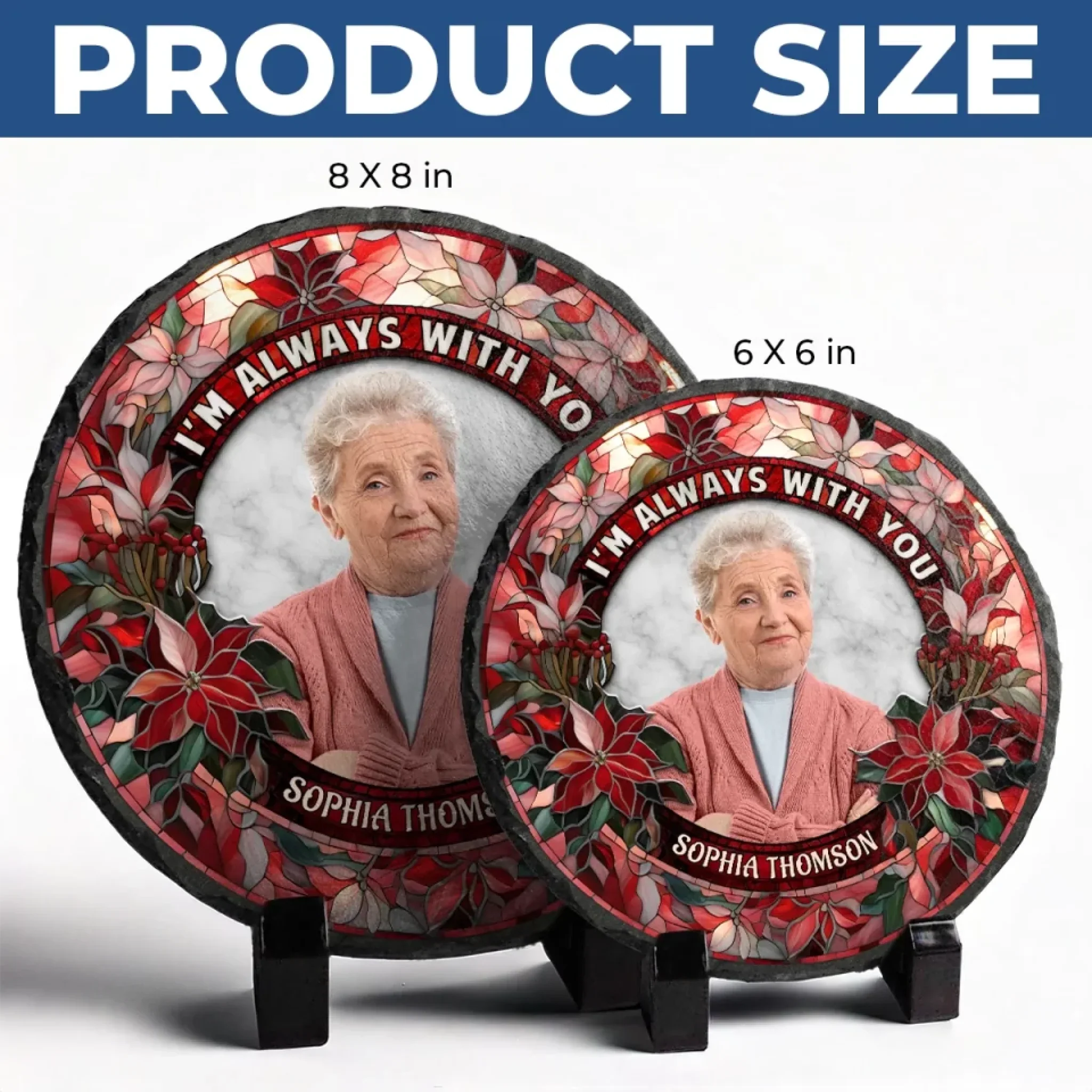 Custom Photo Your Love Lingers In The Little Things - Memorial Personalized Custom Round Shaped Stone With Stand - Sympathy Gift For Family Members