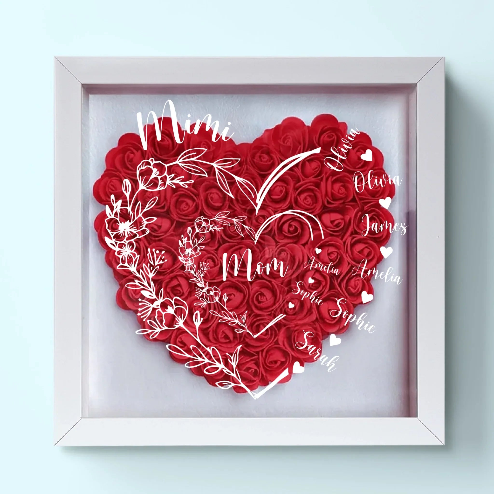 Your Love Built This Family, Your Heart Holds It Together - Family Personalized Custom Flower Shadow Box - Mother's Day, Gift For Mom, Grandma