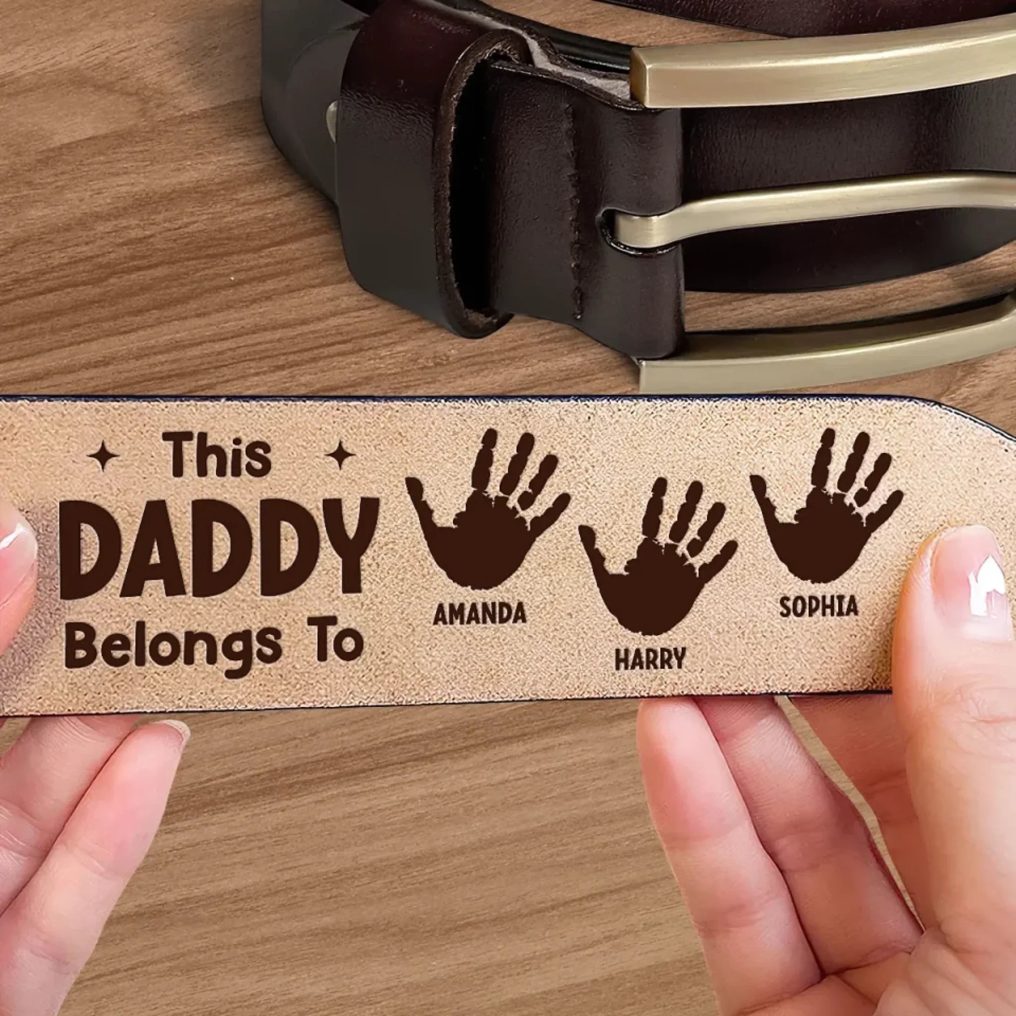 Always My Dad, Forever My Hero - Family Personalized Custom Engraved Leather Belt - Father's Day, Gift For Dad, Grandpa