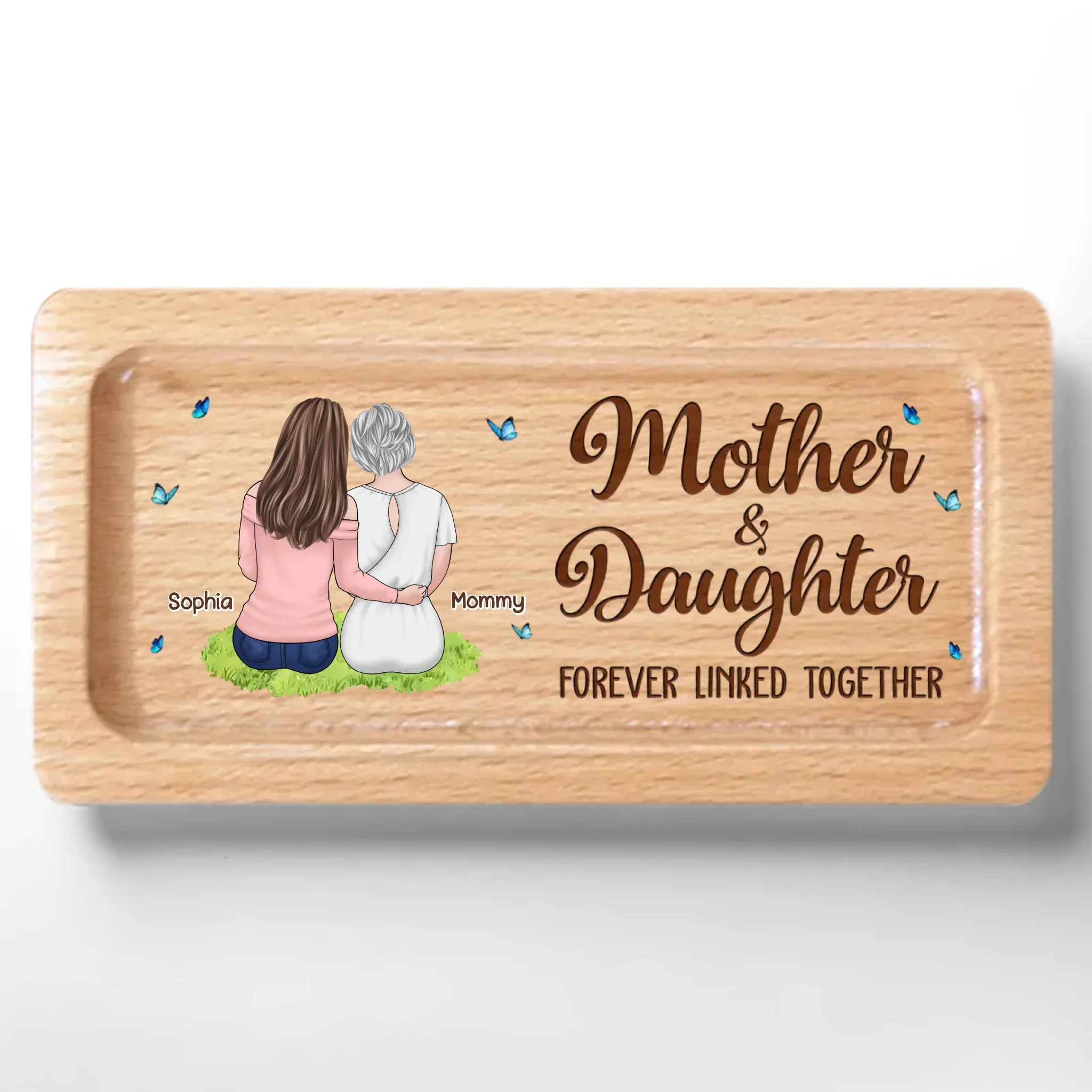 Forever Linked By Love - Family Personalized Custom Wooden Jewelry Box - Mother's Day, Gift For Mom, Daughter