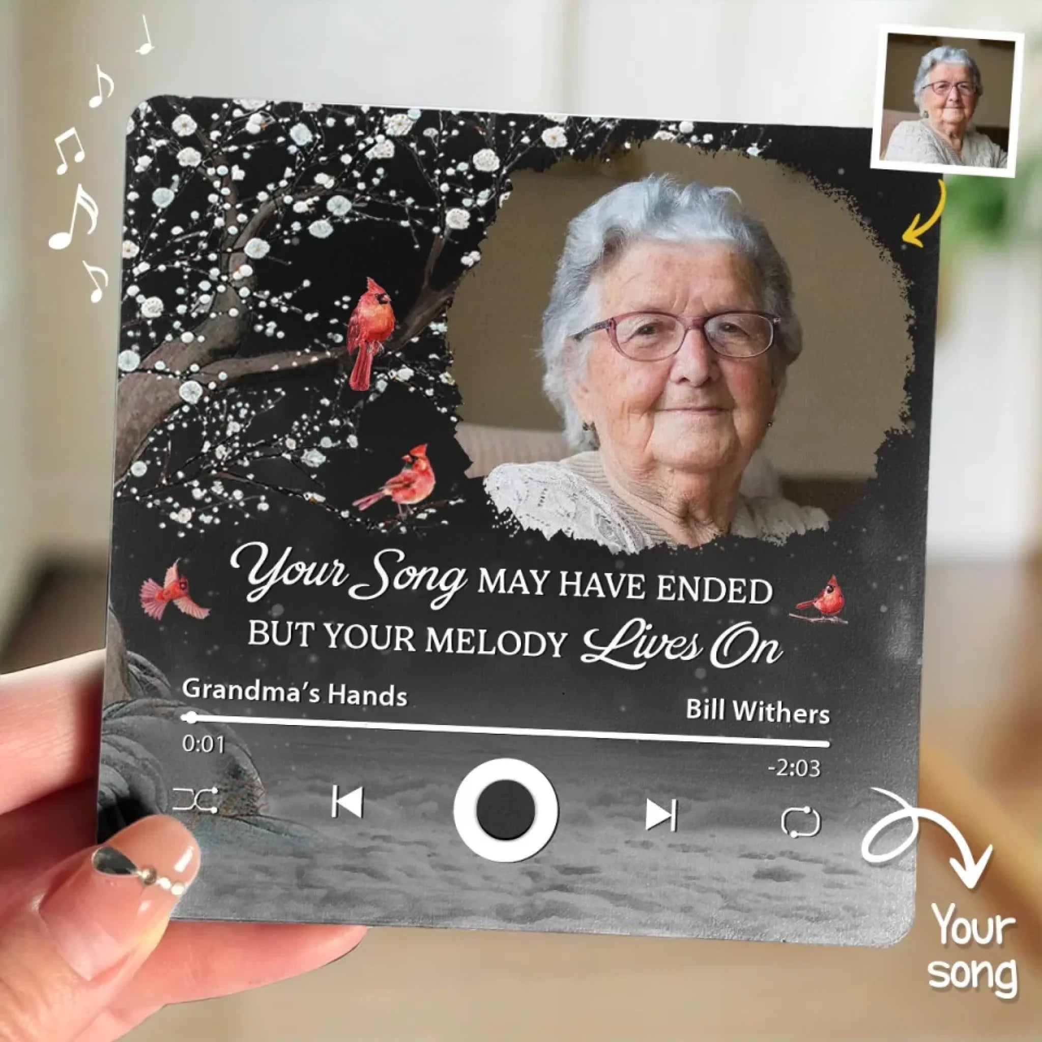 Custom Photo Your Life Was A Beautiful Symphony Forever In My Heart - Memorial Personalized Custom Music Fridge Magnet That Can Play Songs - Sympathy Gift For Family Members