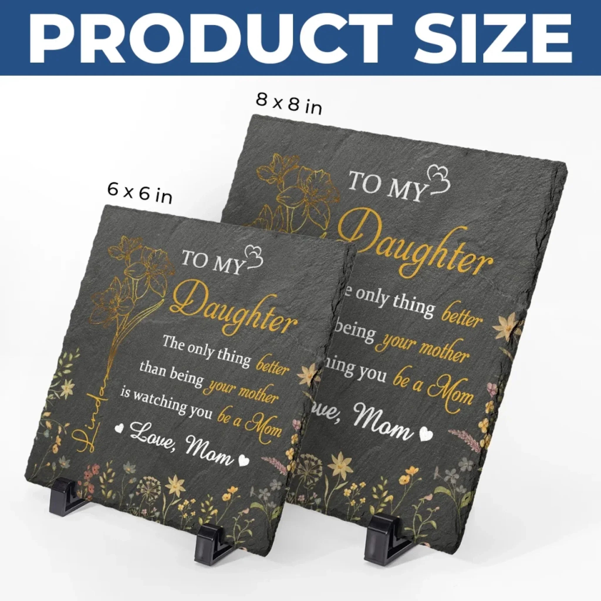 You Make Me Proud, Always - Family Personalized Custom Square Shaped Stone With Stand - Mother's Day, Gift For Mom, Daughter