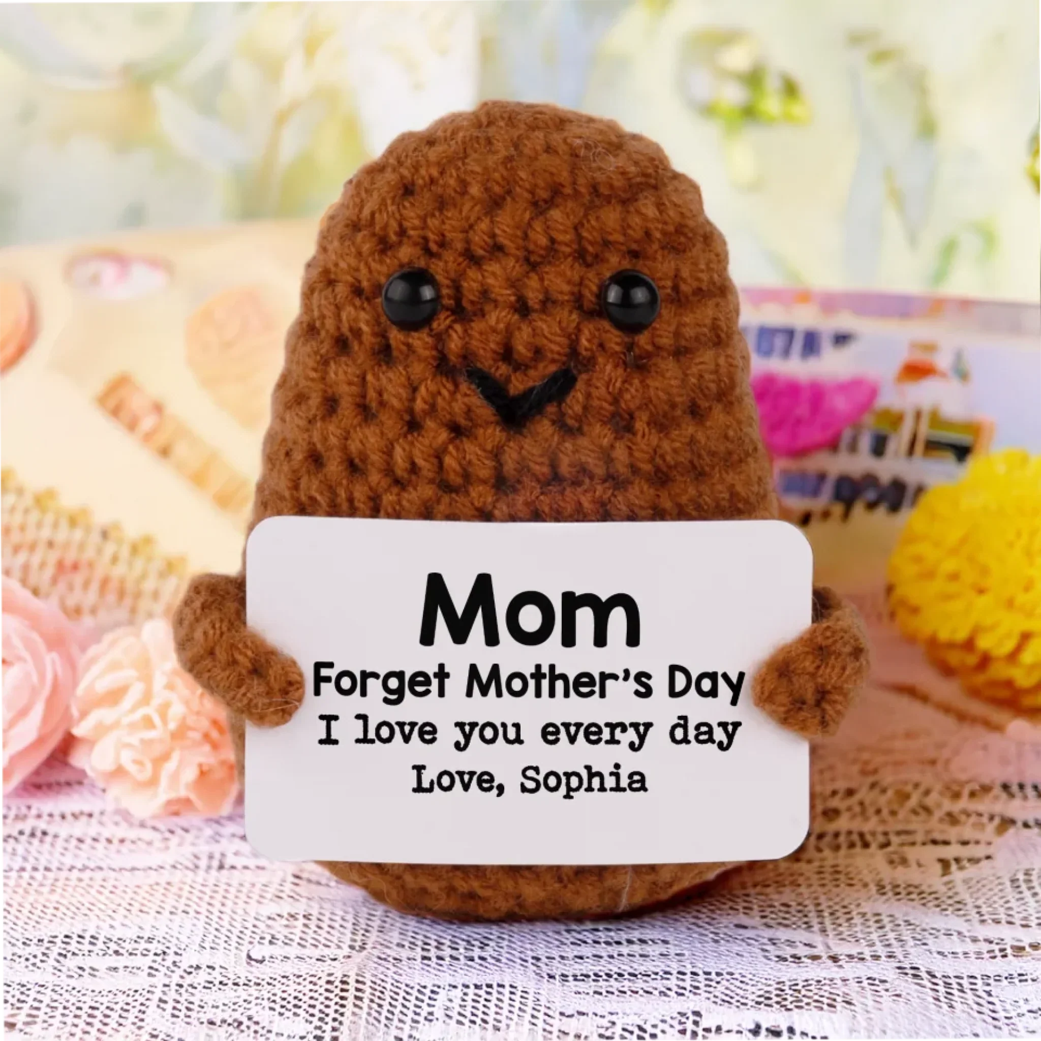 You Are Loved More Than You Know - Family Personalized Custom Handmade Crochet Plush With Motivational Message - Mother's Day, Gift For Mom, Grandma