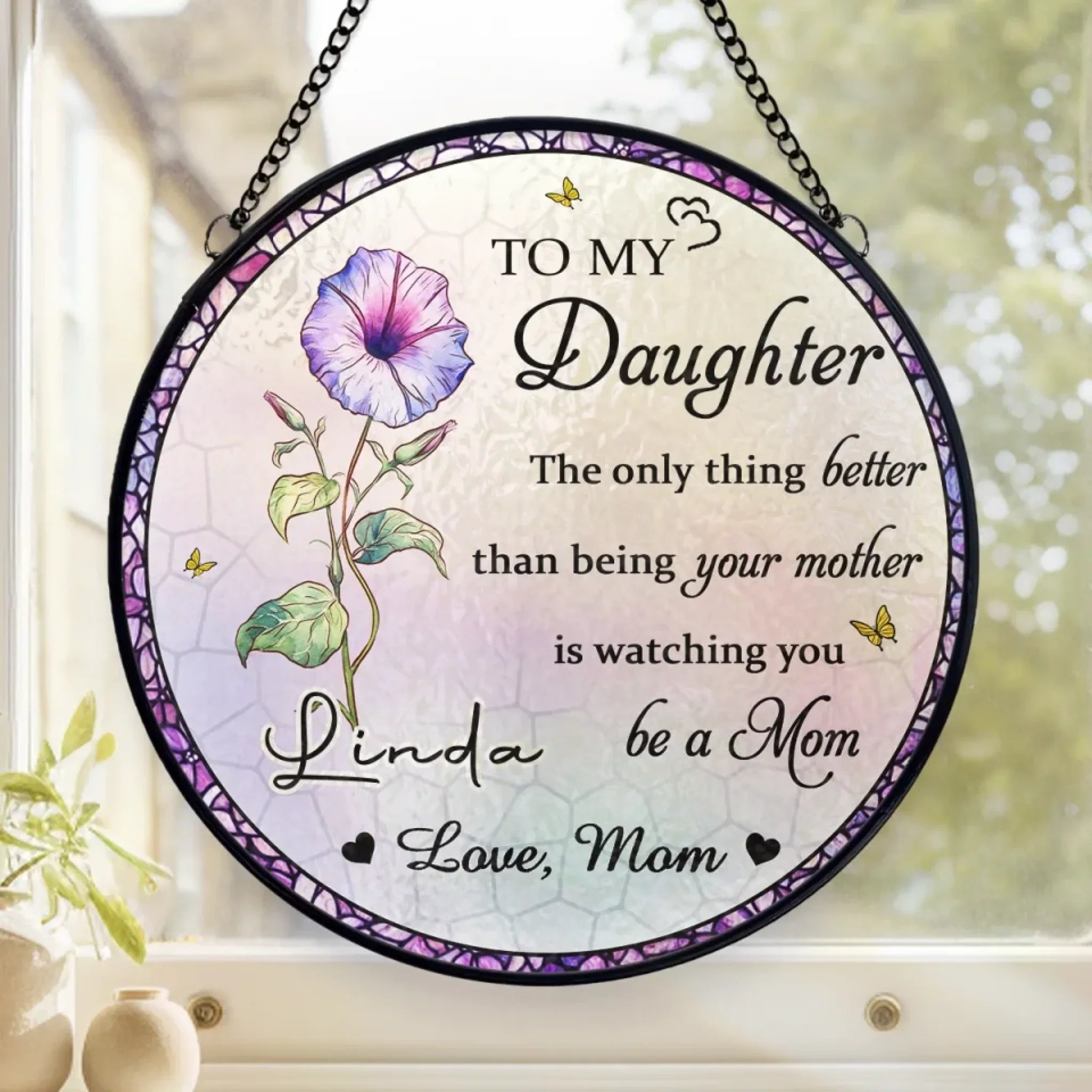 You Make My Heart Bloom - Family Personalized Custom Stained Glass Window Hanging Suncatcher - Mother's Day, Gift For Mom, Daughter