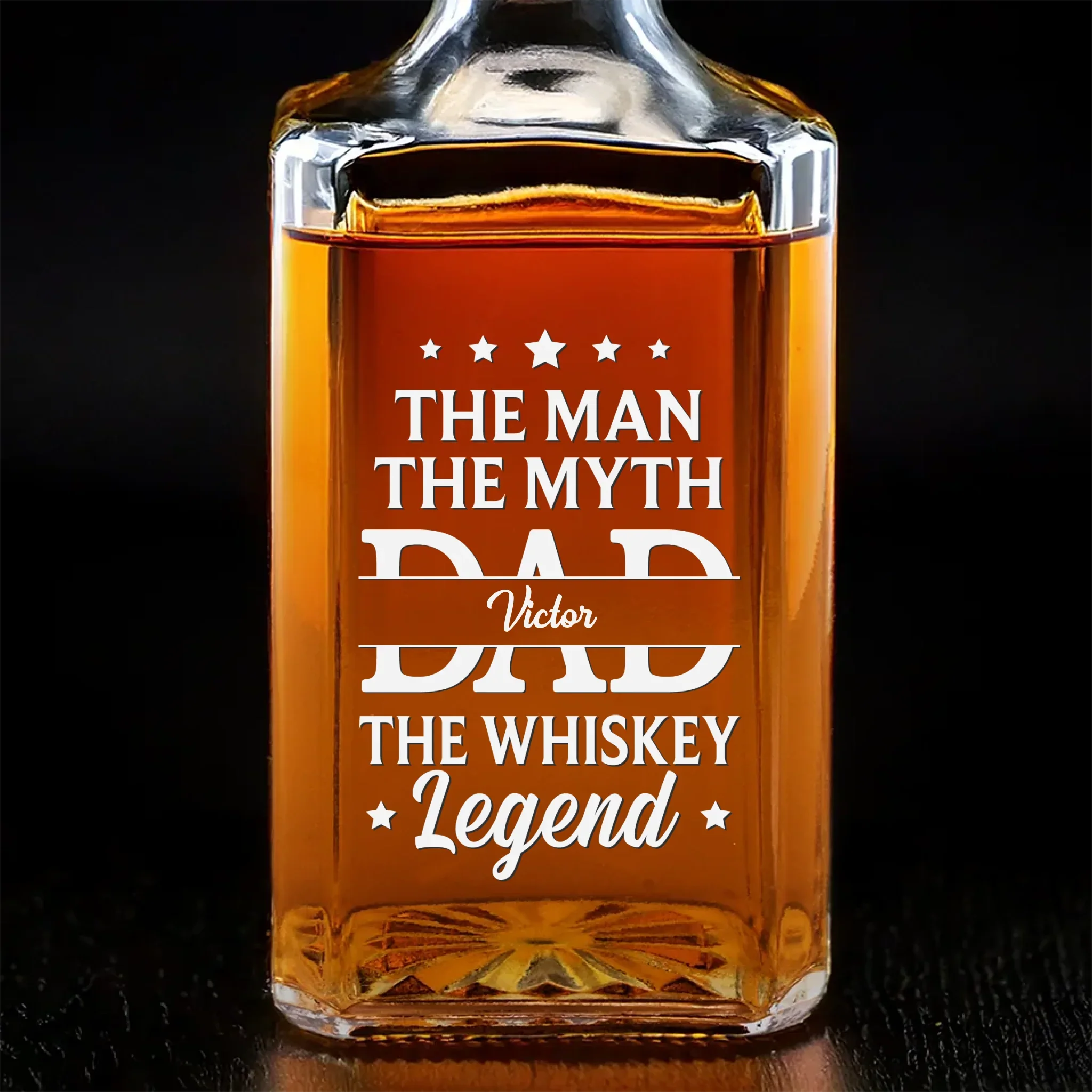 The Legend Lives In Every Sip - Family Personalized Custom Glass Whiskey Bottle - Father's Day, Gift For Dad, Grandpa