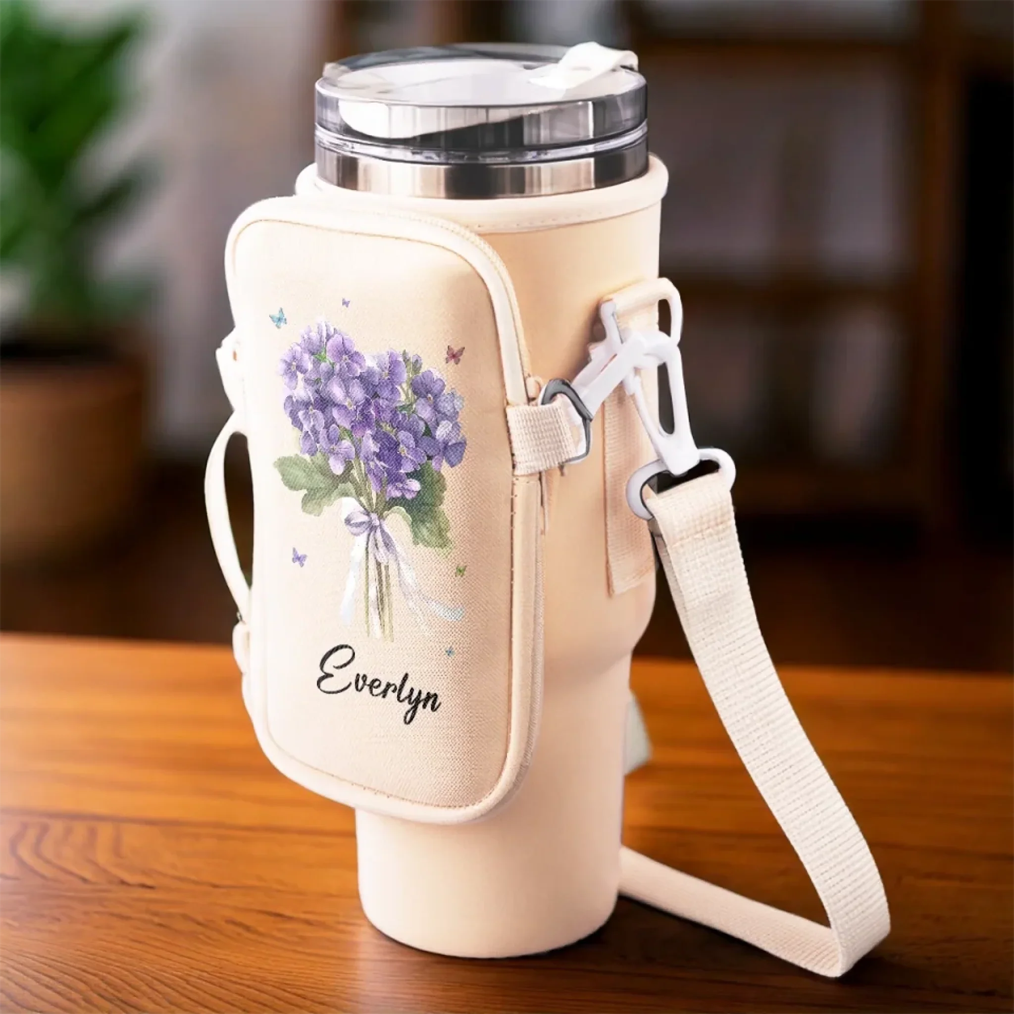 You're My Favorite Flower - Bestie Personalized Custom Neoprene Water Bottle Carrier With Pocket - Gift For Best Friends, BFF, Sisters