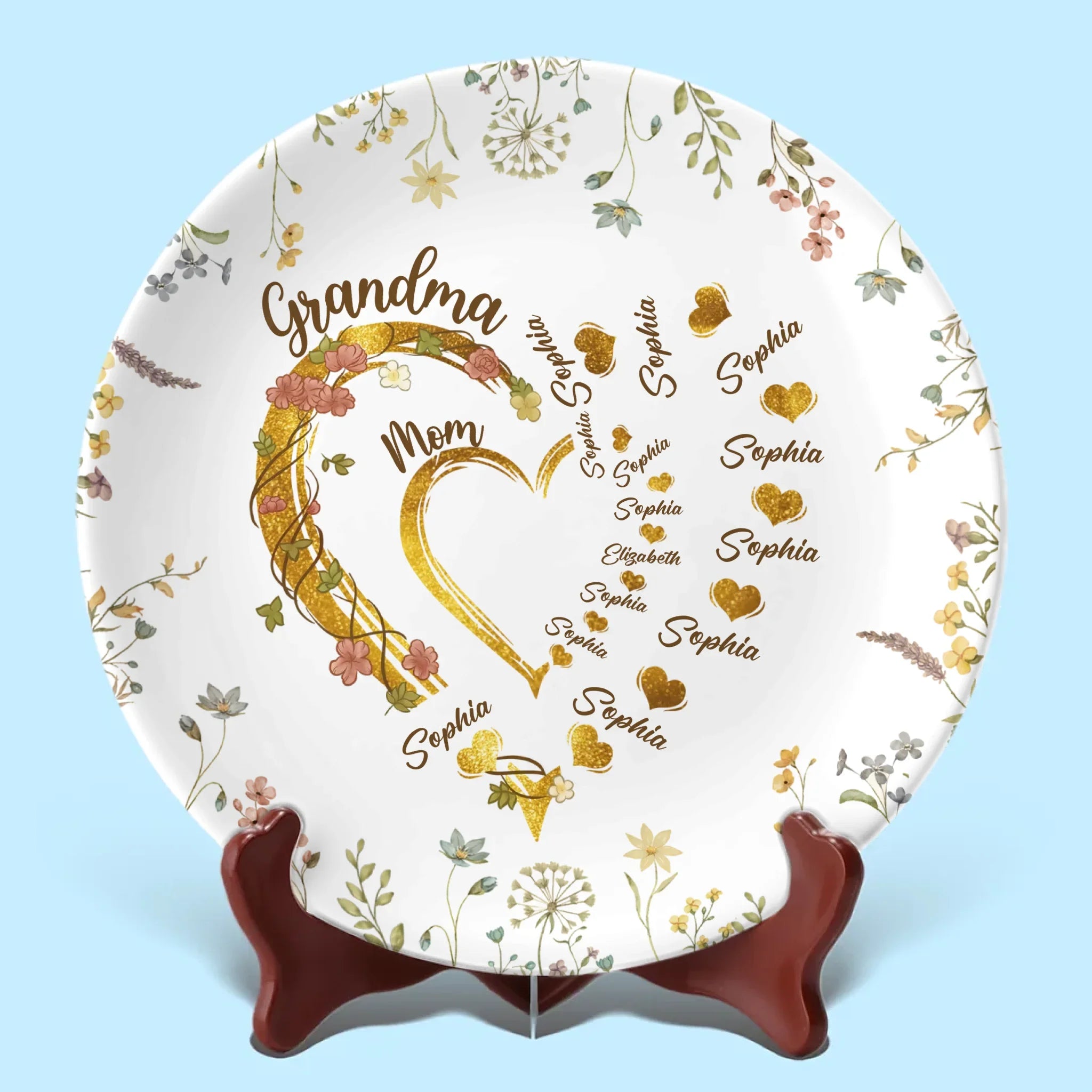 Where Family Begins & Love Never Ends - Family Personalized Custom Ceramic Plate - Mother's Day, Gift For Mom, Grandma