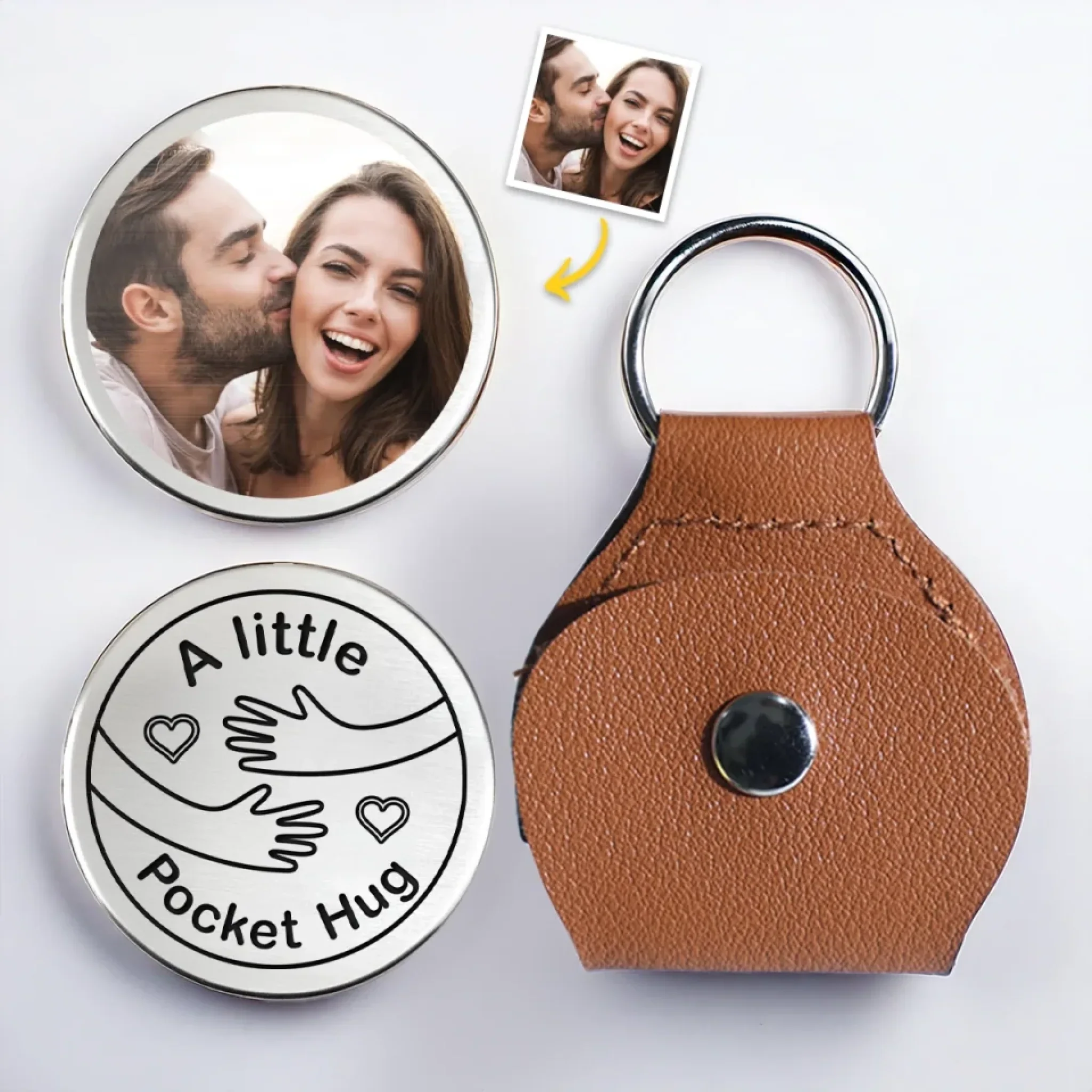 Custom Photo Keep A Hug With You, Always - Couple Personalized Custom Pocket Hug - Gift For Husband Wife, Anniversary