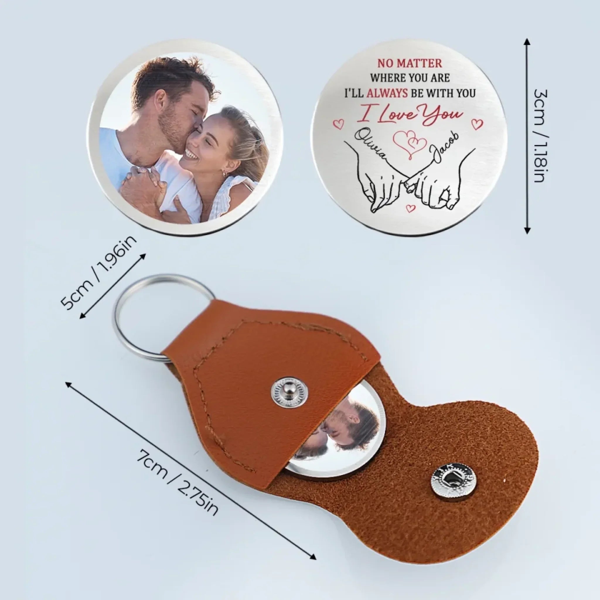 Custom Photo My Love Is Always By Your Side - Couple Personalized Custom Pocket Hug - Gift For Husband Wife, Anniversary