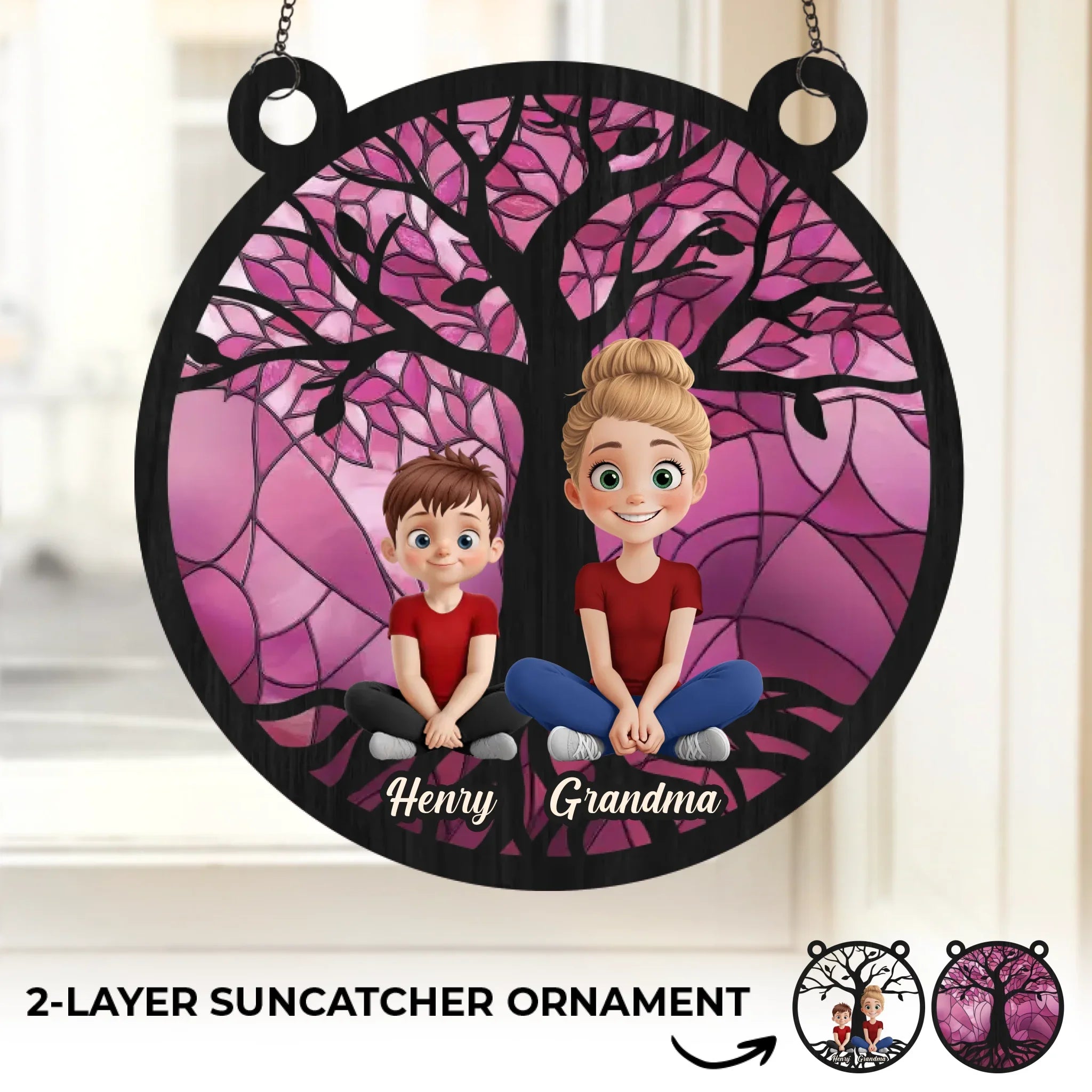 Through Every Stage, You’re Always My Heart - Family Personalized Window Hanging Suncatcher Ornament - Mother's Day, Gift For Mom, Grandma