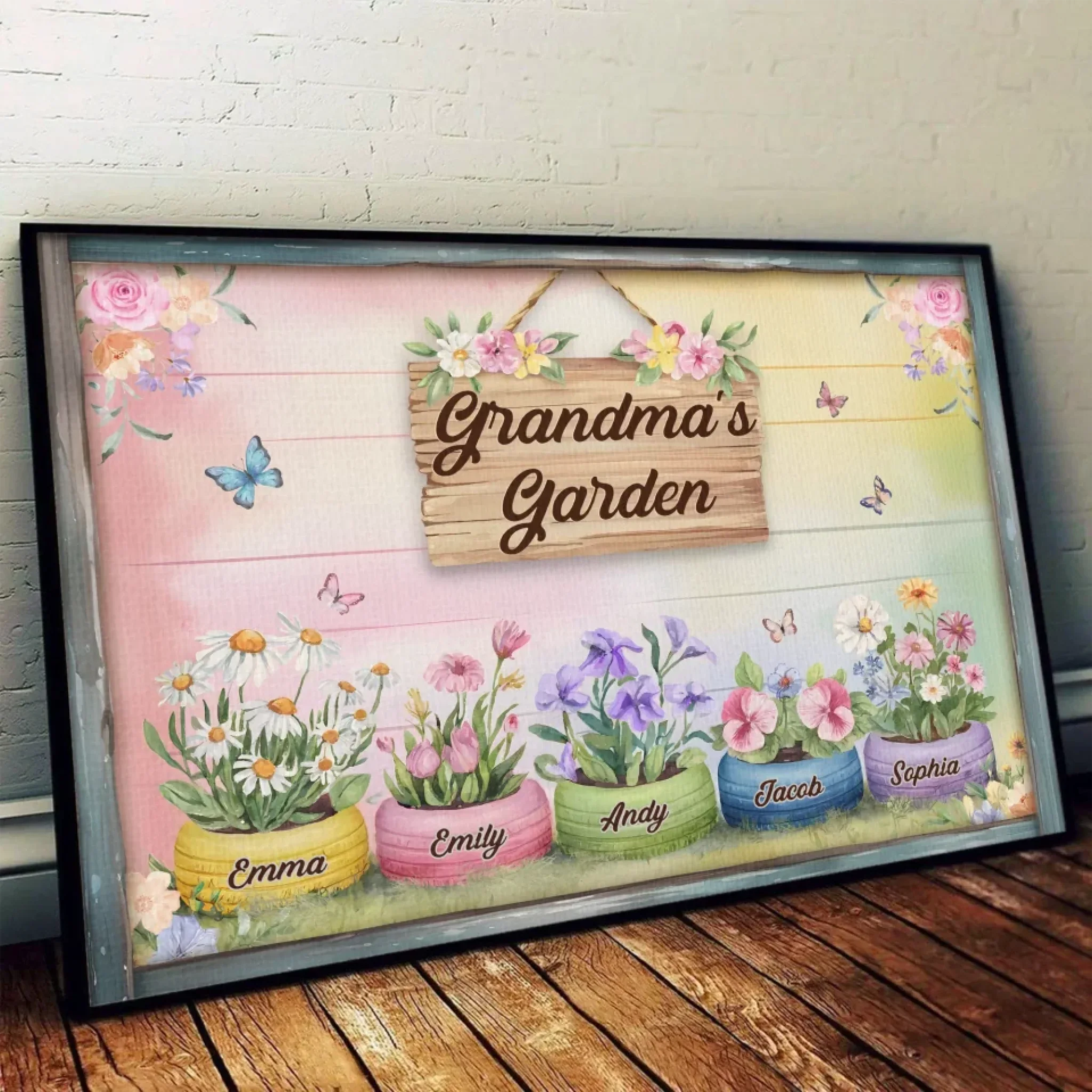 Where Flowers Bloom, So Does Love - Family Personalized Custom Horizontal Poster - Mother's Day, Gift For Mom, Grandma