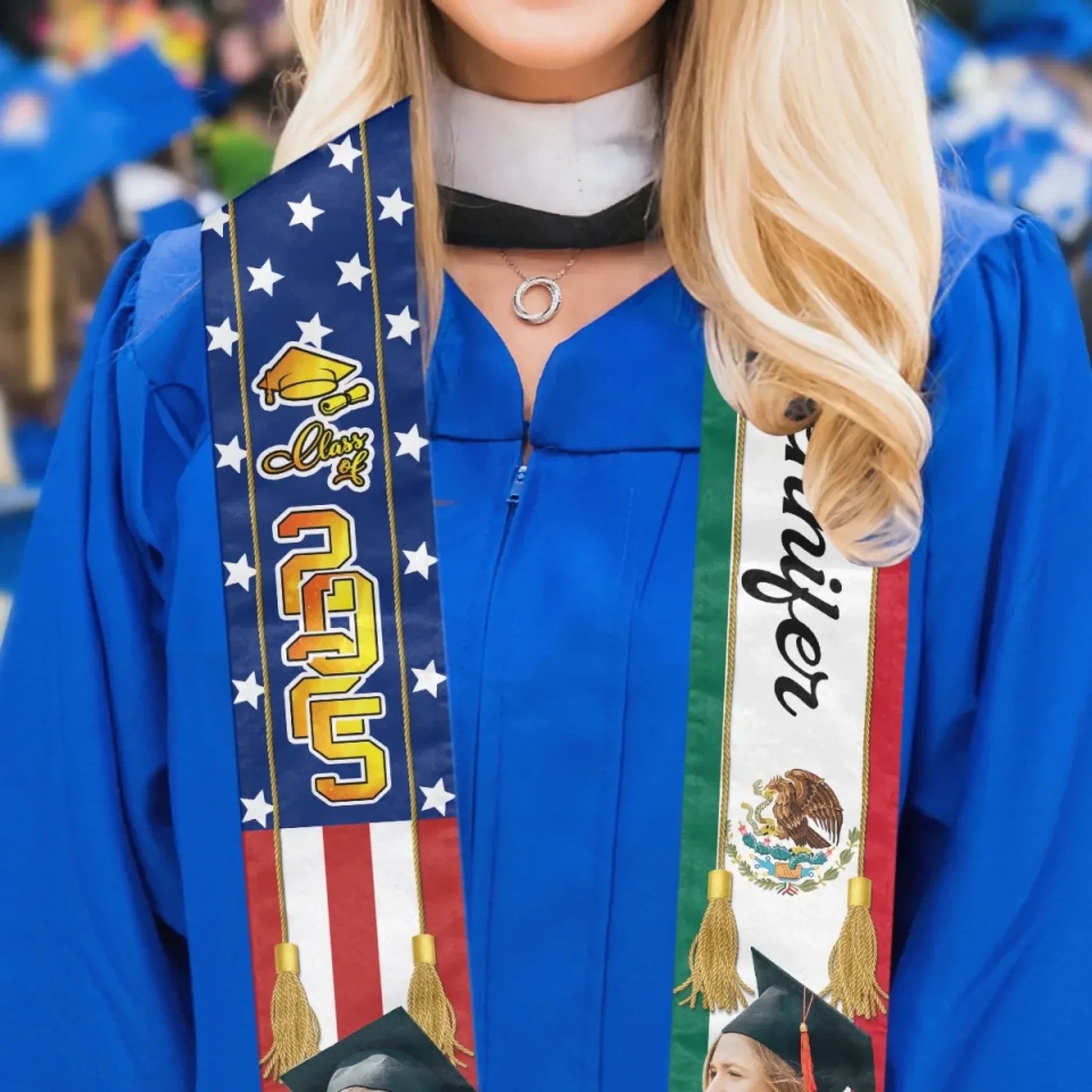 Custom Photo Watch Me Shine - Family Personalized Custom Triangle Graduation Stole - Graduation Gift For Family Members, Siblings, Brothers, Sisters