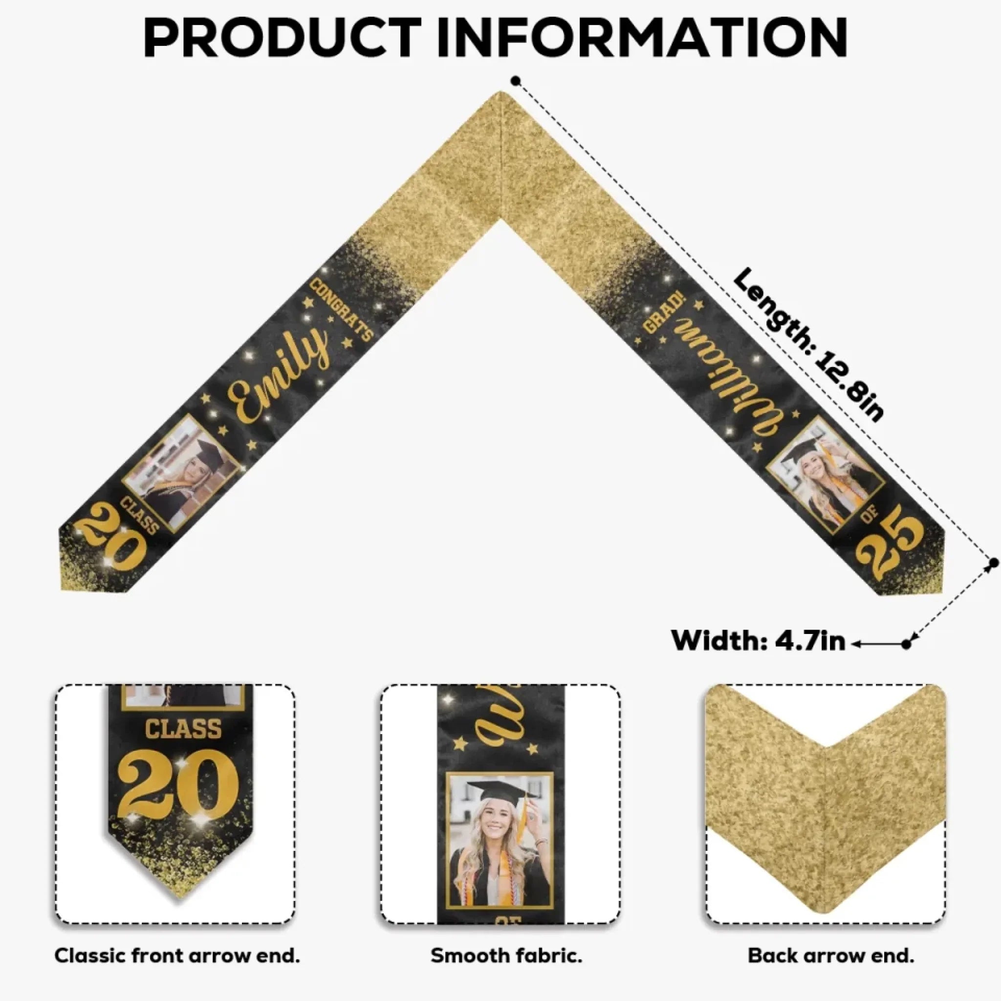 Custom Photo From Dreams To Degrees Congrats Grad - Family Personalized Custom Triangle Graduation Stole - Graduation Gift For Family Members, Siblings, Brothers, Sisters