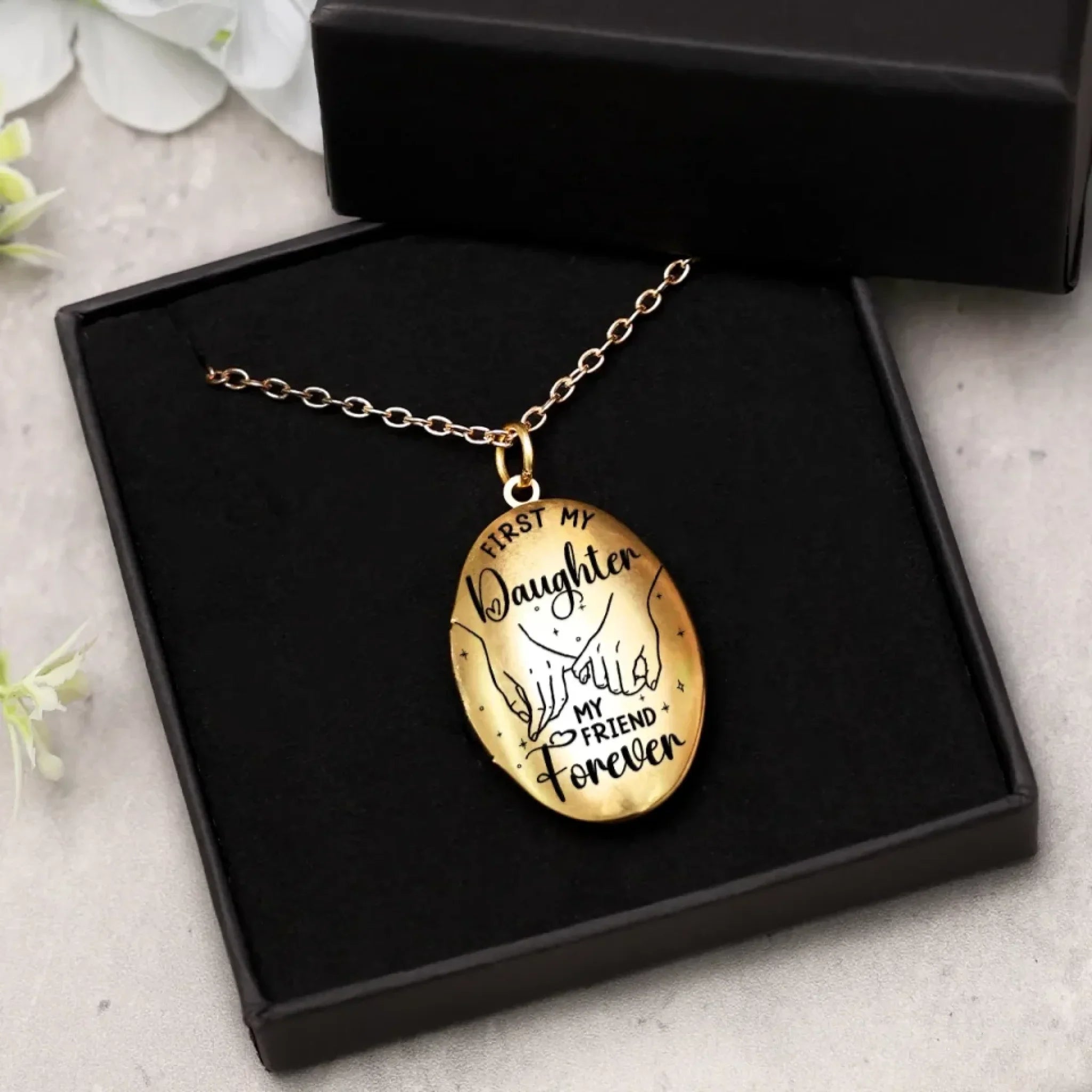 Custom Photo First My Mother, My Friend Forever - Family Personalized Custom Locket Necklace - Mother's Day, Gift For Mom, Daughter