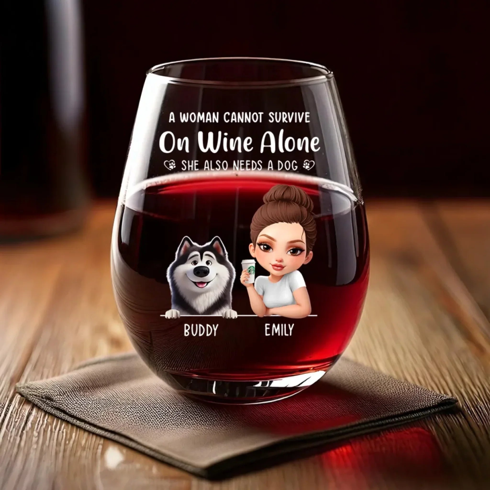 Wine In My Glass, Dog By My Side - Dog Personalized Custom Wine Glass - Mother's Day, Gift For Pet Owners, Pet Lovers