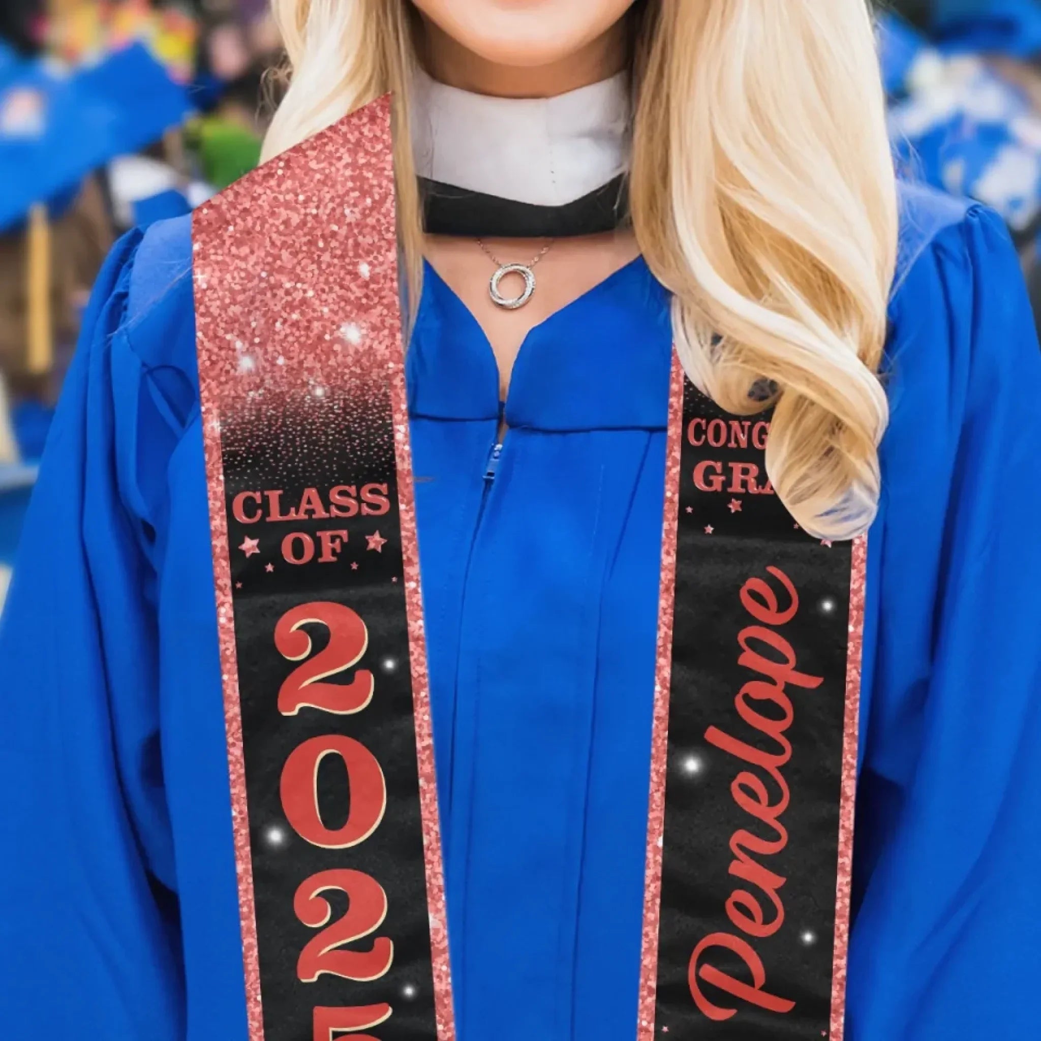 Custom Photo The Future Looks Good On You - Family Personalized Custom Triangle Graduation Stole - Graduation Gift For Family Members, Siblings, Brothers, Sisters