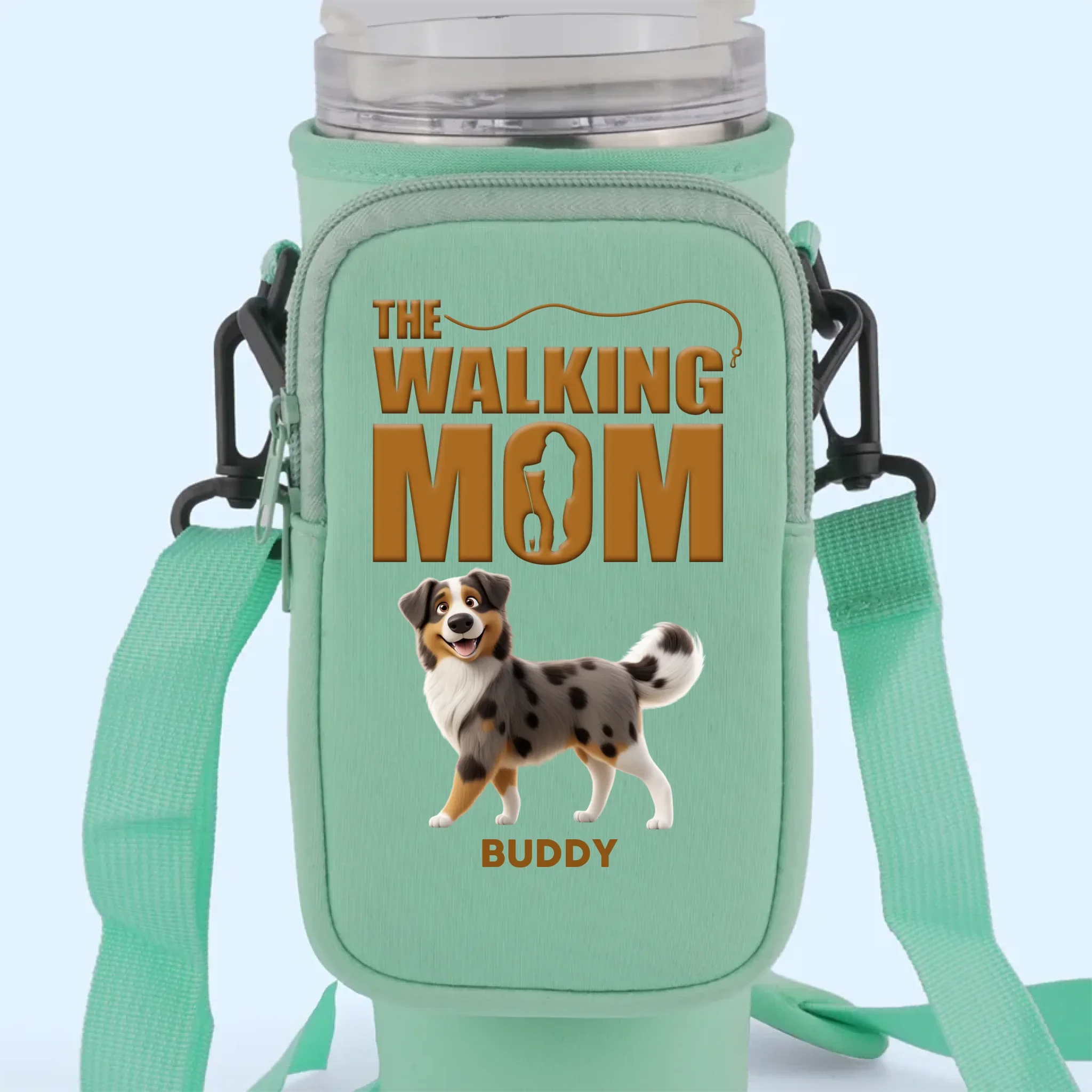 My Dog, My Walking Partner, My Joy - Dog Personalized Custom Neoprene Water Bottle Carrier With Pocket - Gift For Pet Owners, Pet Lovers