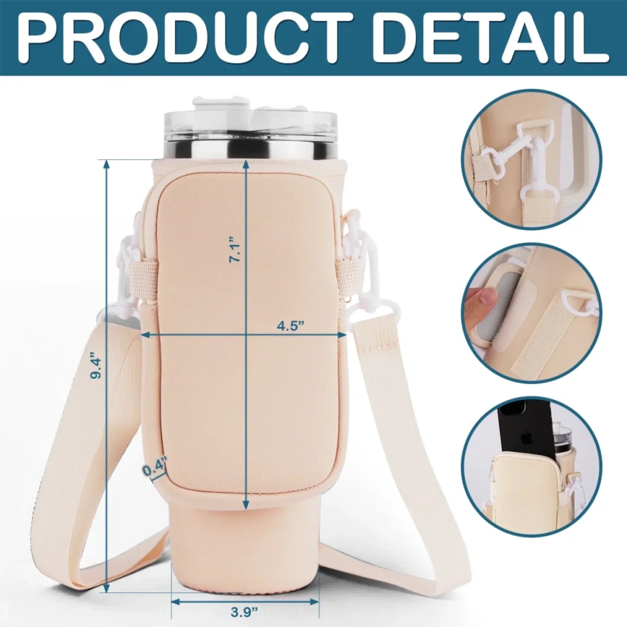 My Dog, My Walking Partner, My Joy - Dog Personalized Custom Neoprene Water Bottle Carrier With Pocket - Gift For Pet Owners, Pet Lovers
