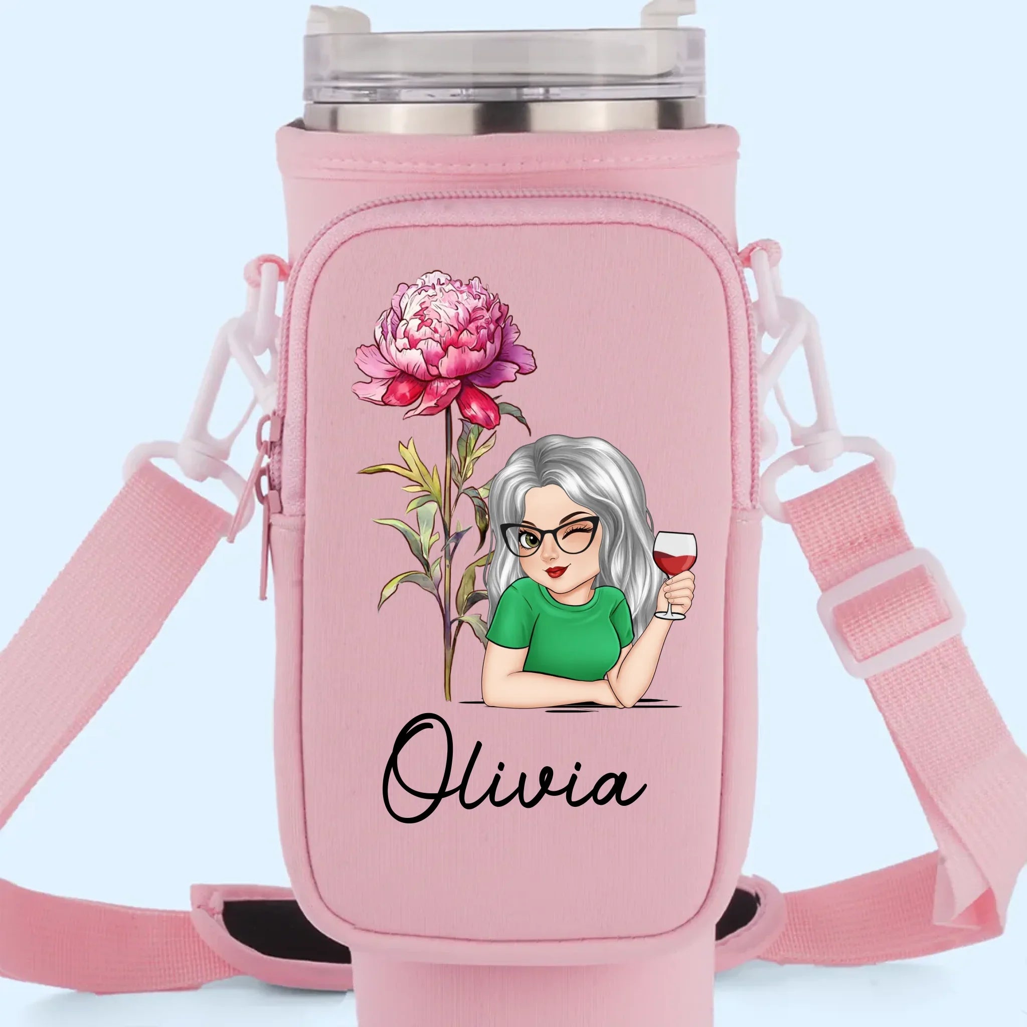 Let Your Soul Blossom - Family Personalized Custom Neoprene Water Bottle Carrier With Pocket - Gift For Yourself, Best Friends, Siblings, Family Members