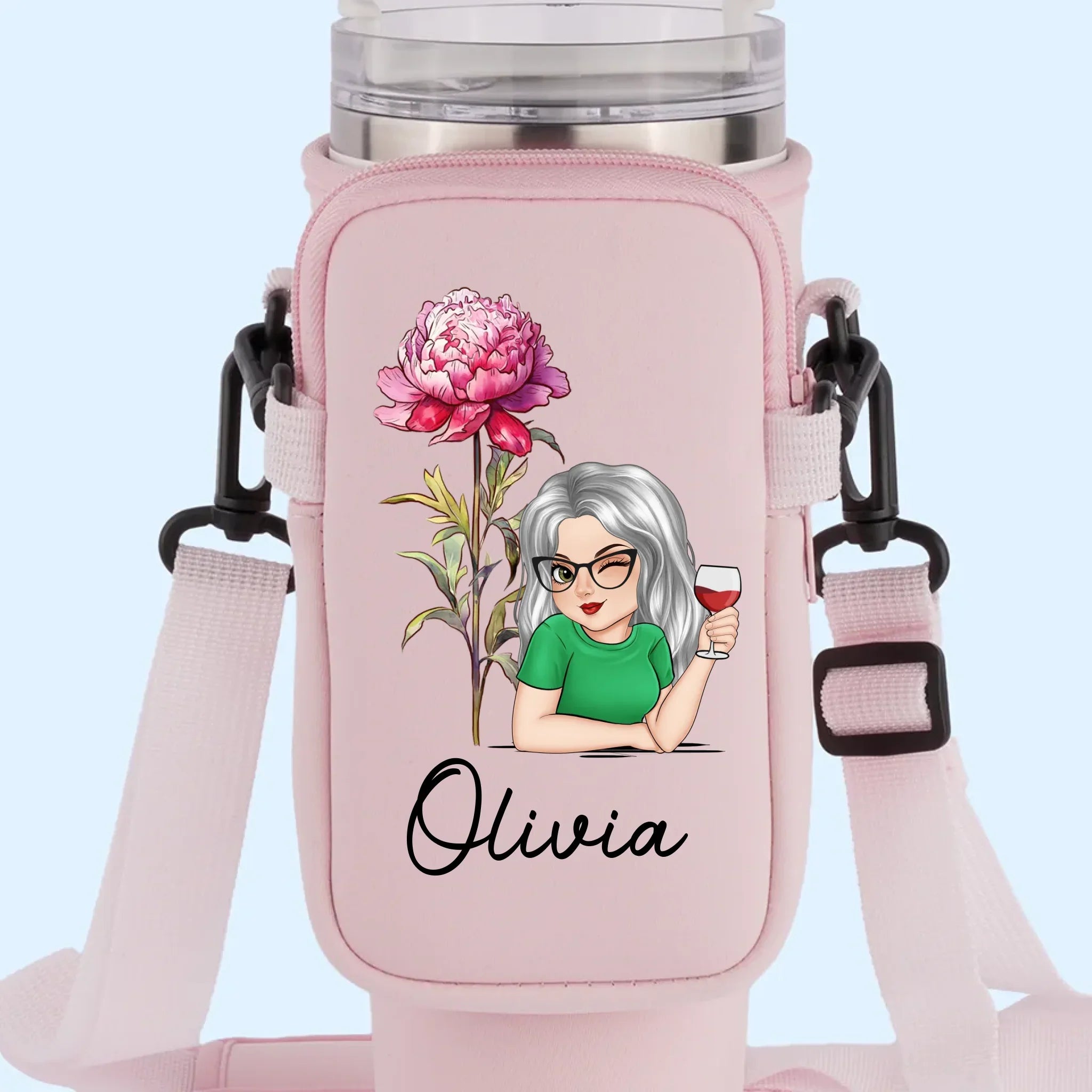 Let Your Soul Blossom - Family Personalized Custom Neoprene Water Bottle Carrier With Pocket - Gift For Yourself, Best Friends, Siblings, Family Members