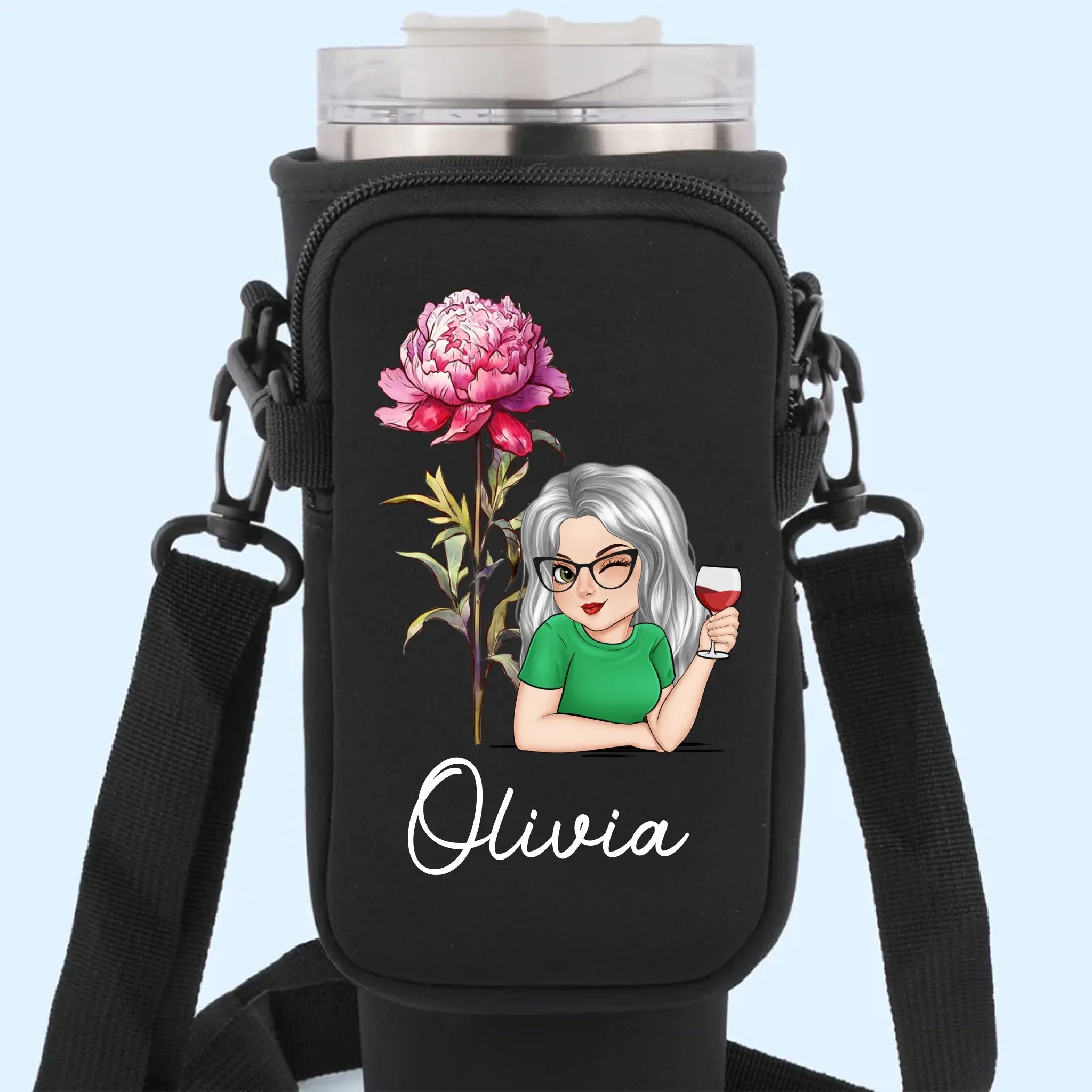 Let Your Soul Blossom - Family Personalized Custom Neoprene Water Bottle Carrier With Pocket - Gift For Yourself, Best Friends, Siblings, Family Members
